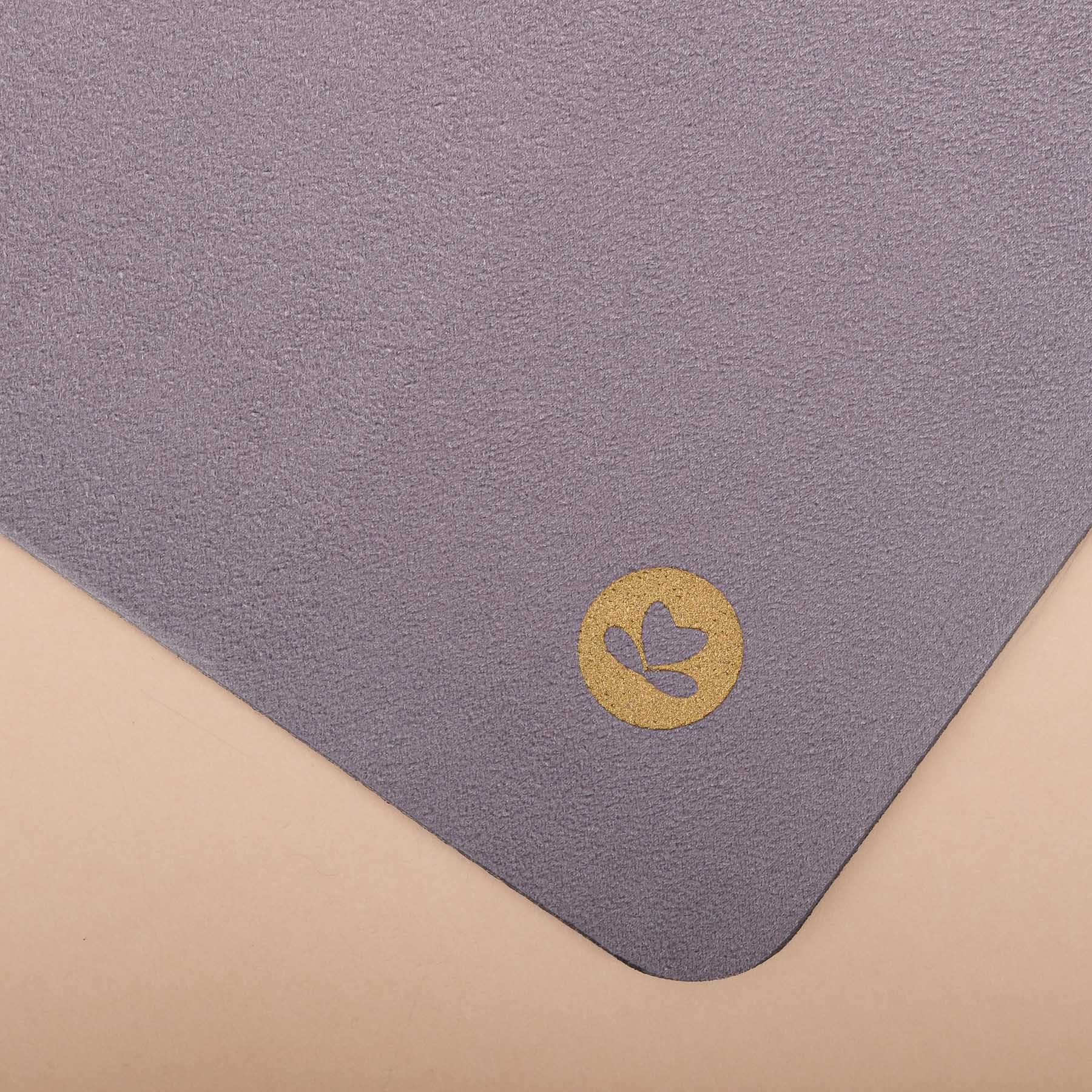 Yogamatte Velours Blume des Lebens gold Print grau