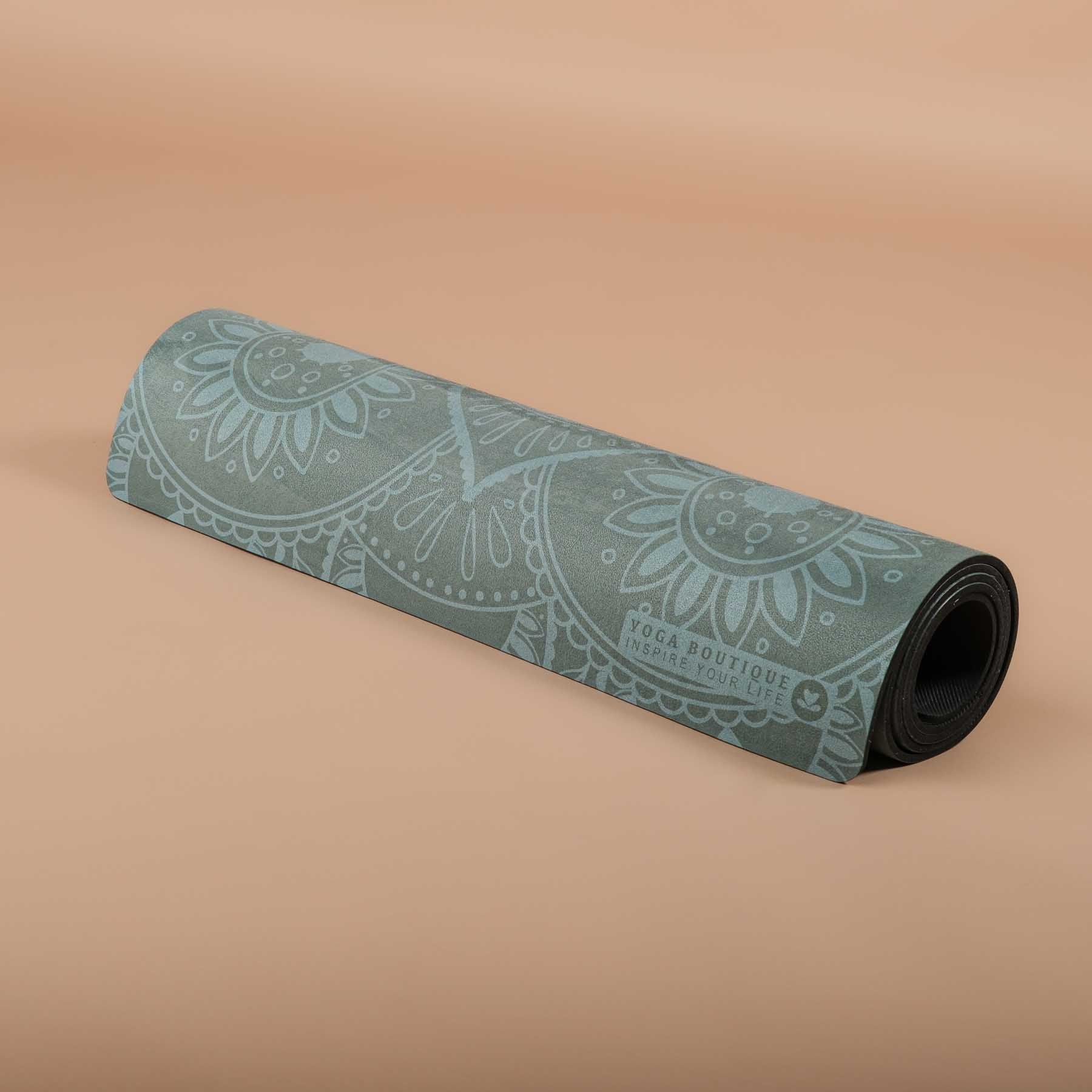 Yogamatte Velours Mandala tannengruen