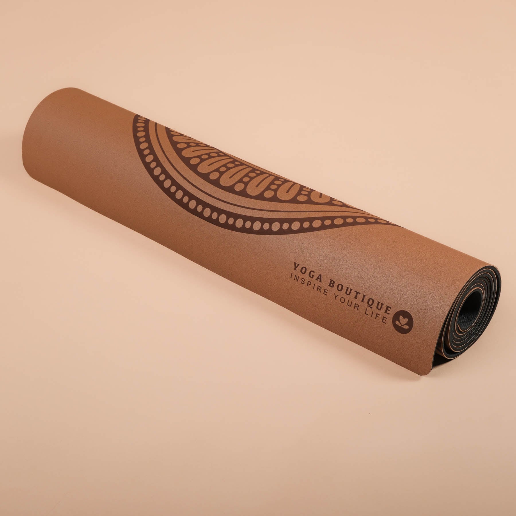 Yogamatte SuperGrip 2.0 Mandala sehr rutschfeste Yogamatte coffee aus Naturkautschuk mit guter Halt