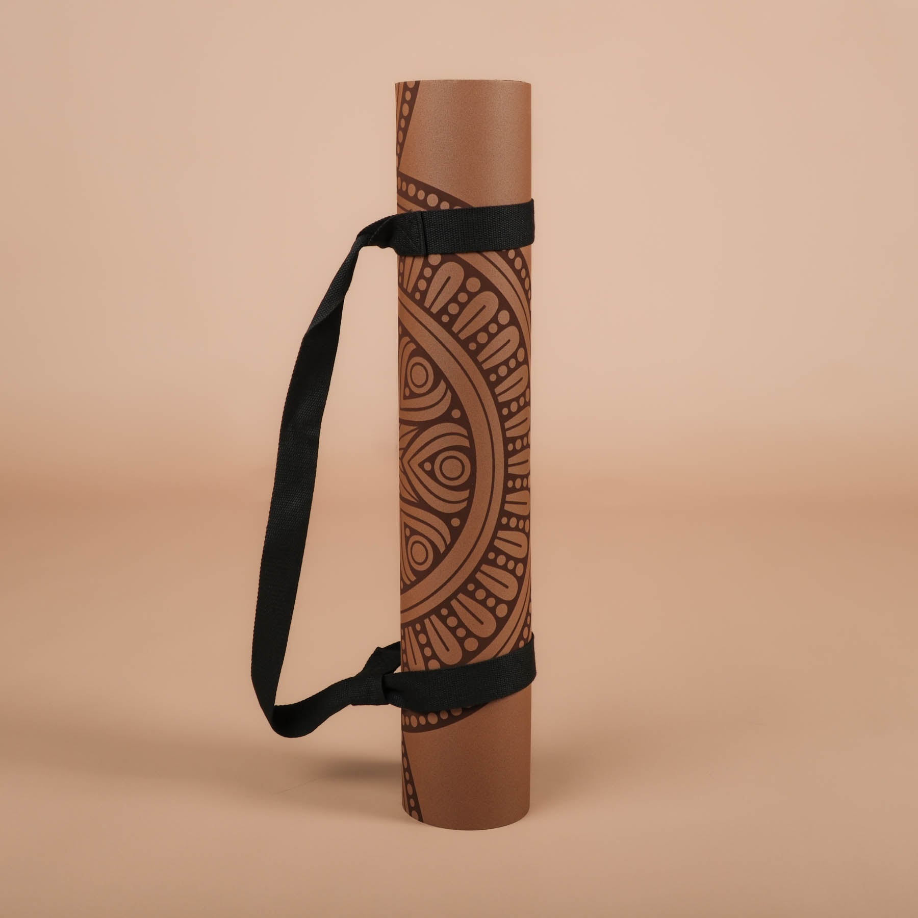 Yogamatte SuperGrip 2.0 Mandala sehr rutschfeste Yogamatte coffee aus Naturkautschuk mit guter Halt