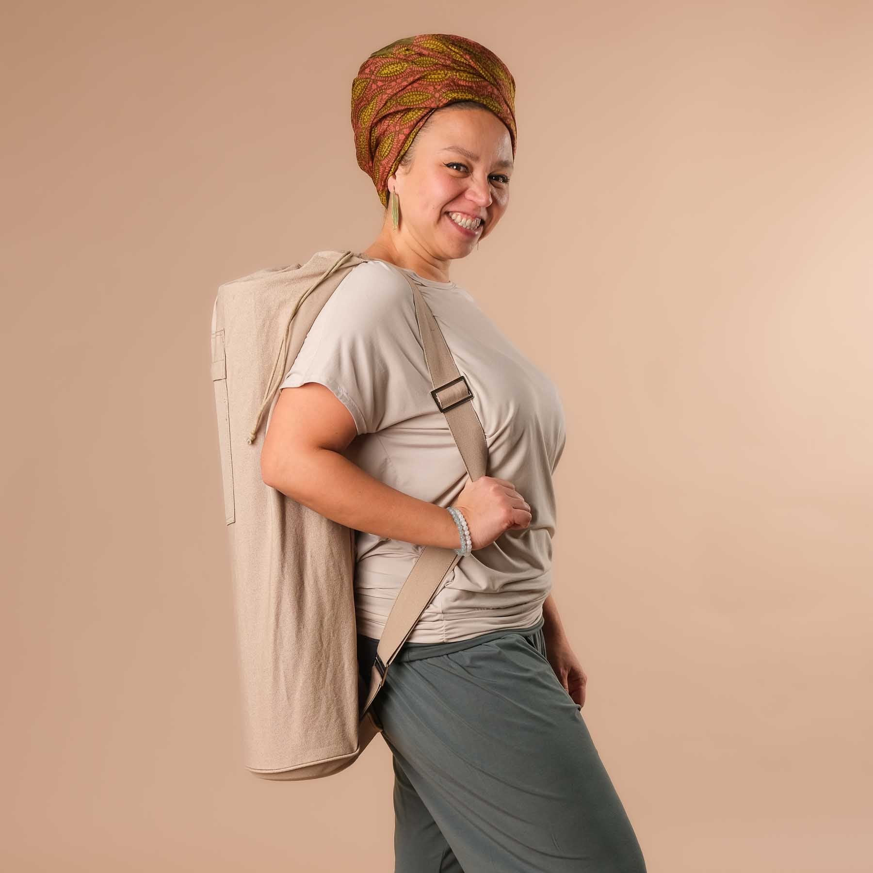 Yogamatte-Tasche Lotus aus Bio Baumwolle sand