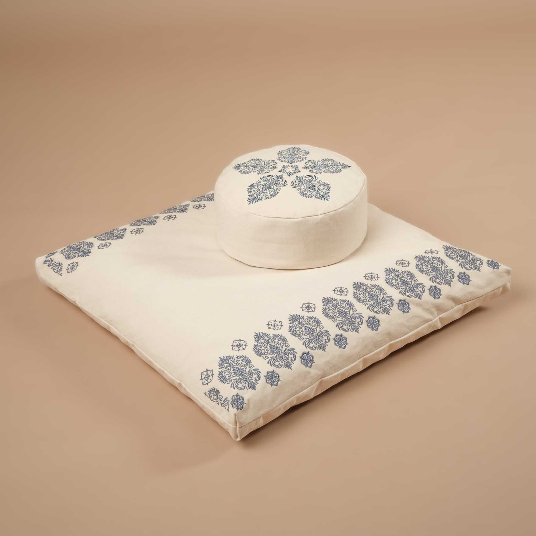 Meditationsmatte Zabuton Fleur-de-Lys blau