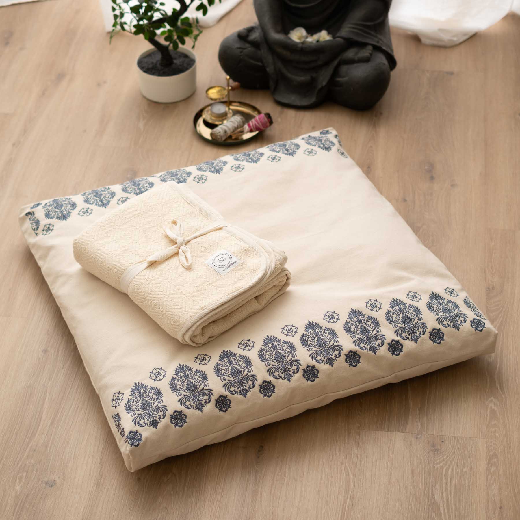 Meditationsmatte Zabuton Fleur-de-Lys blau