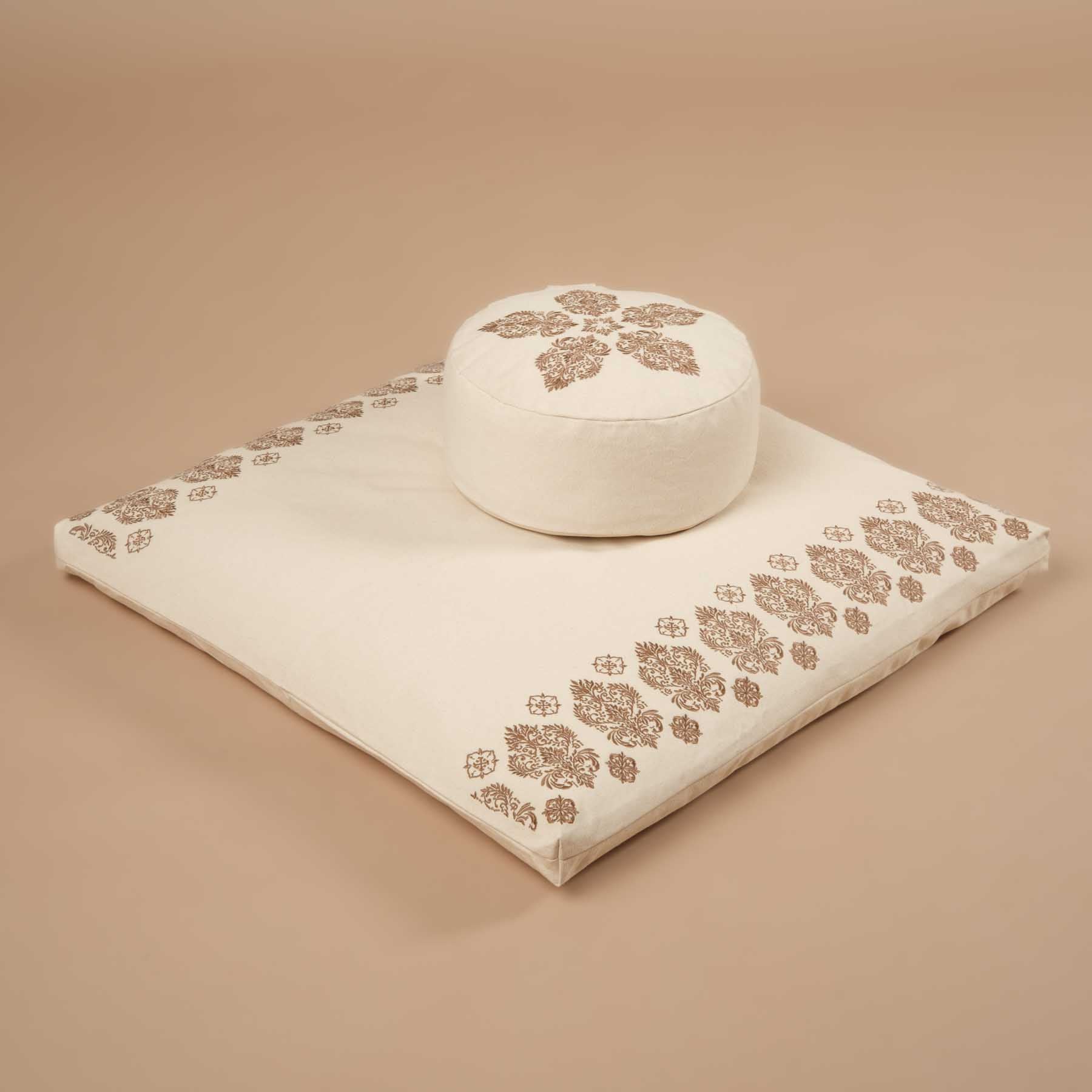 Meditationsmatte Zabuton Fleur-de-Lys braun