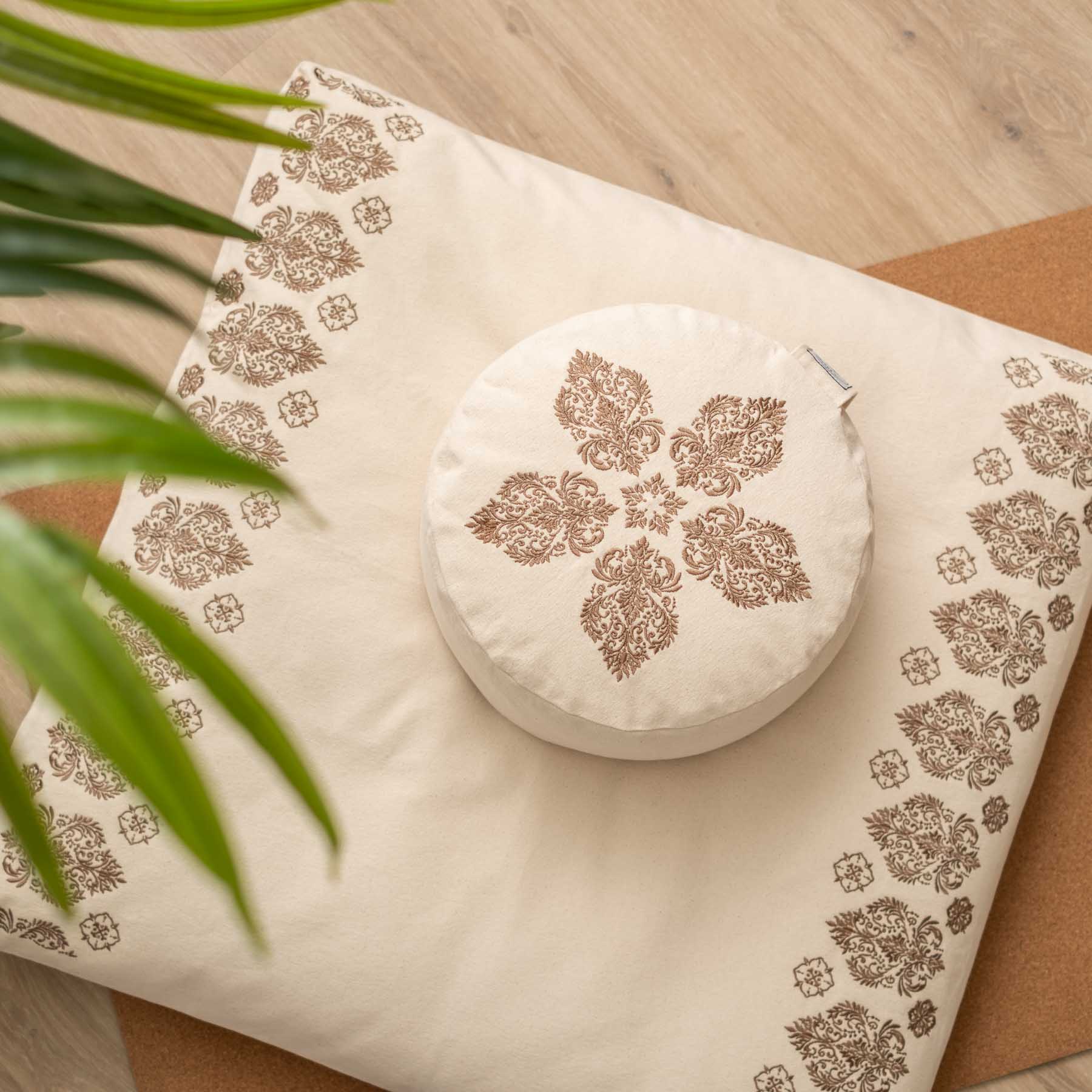Meditationsmatte Zabuton Fleur-de-Lys braun
