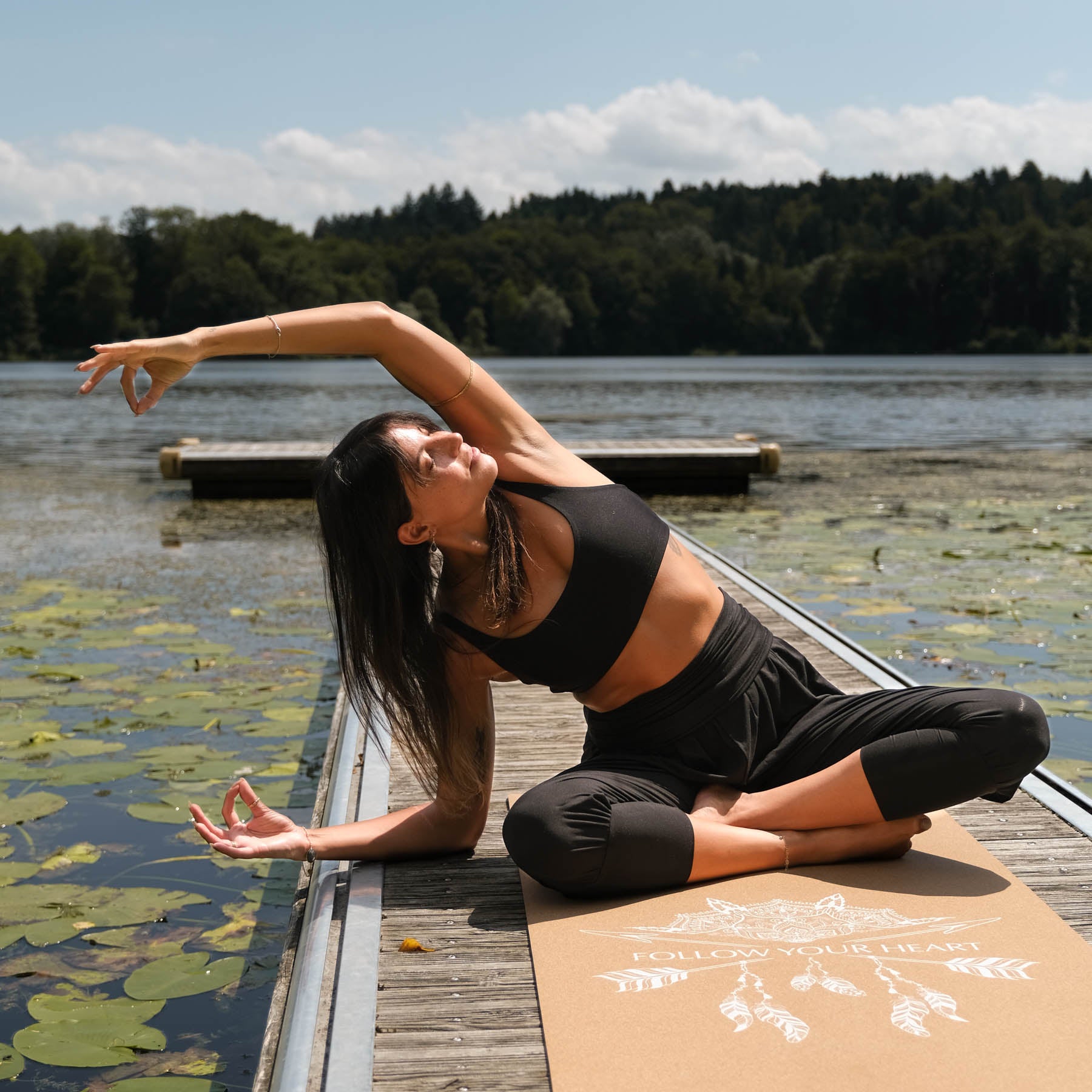 Yogamatte Kork Boho weiss
