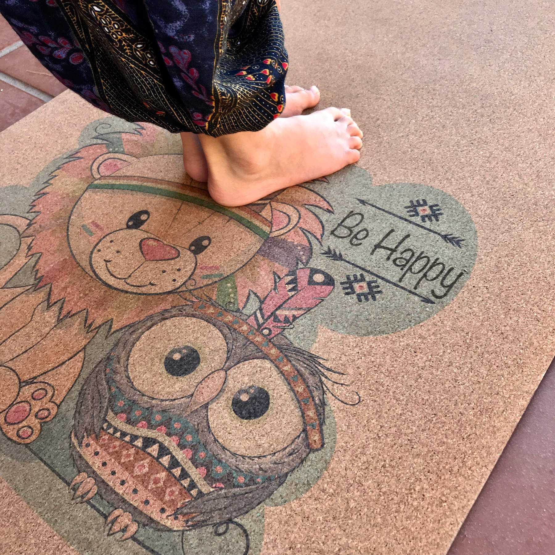 Kinder Yogamatte Kork „Be happy“