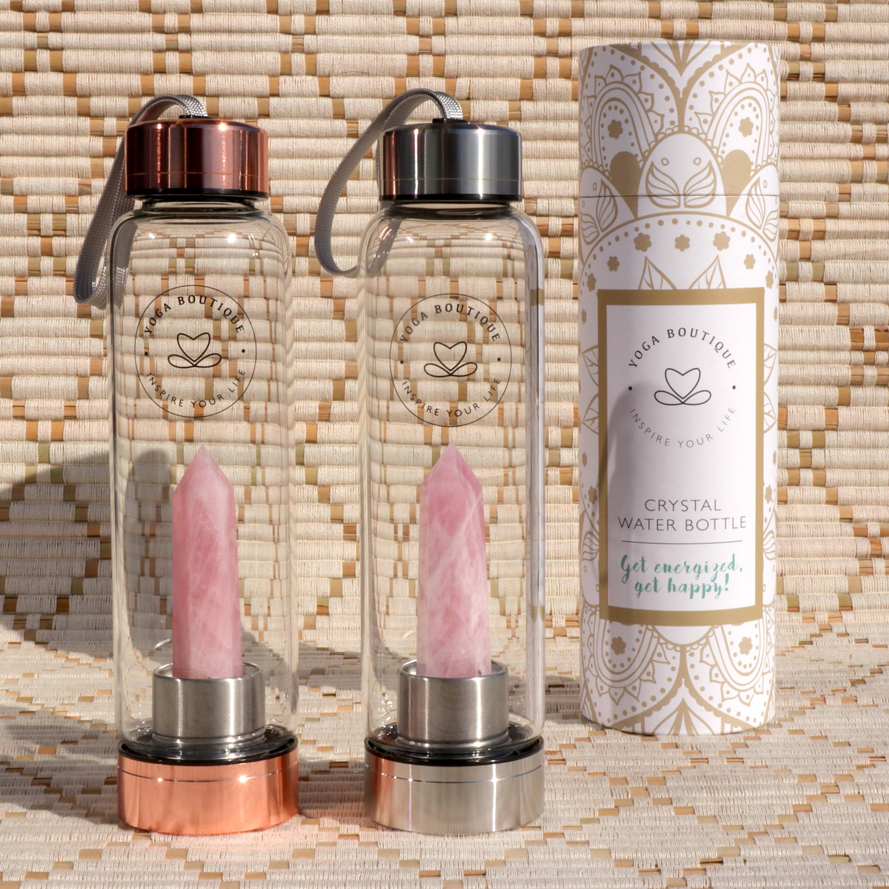 Edelstein Wasserflasche Rosenquarz