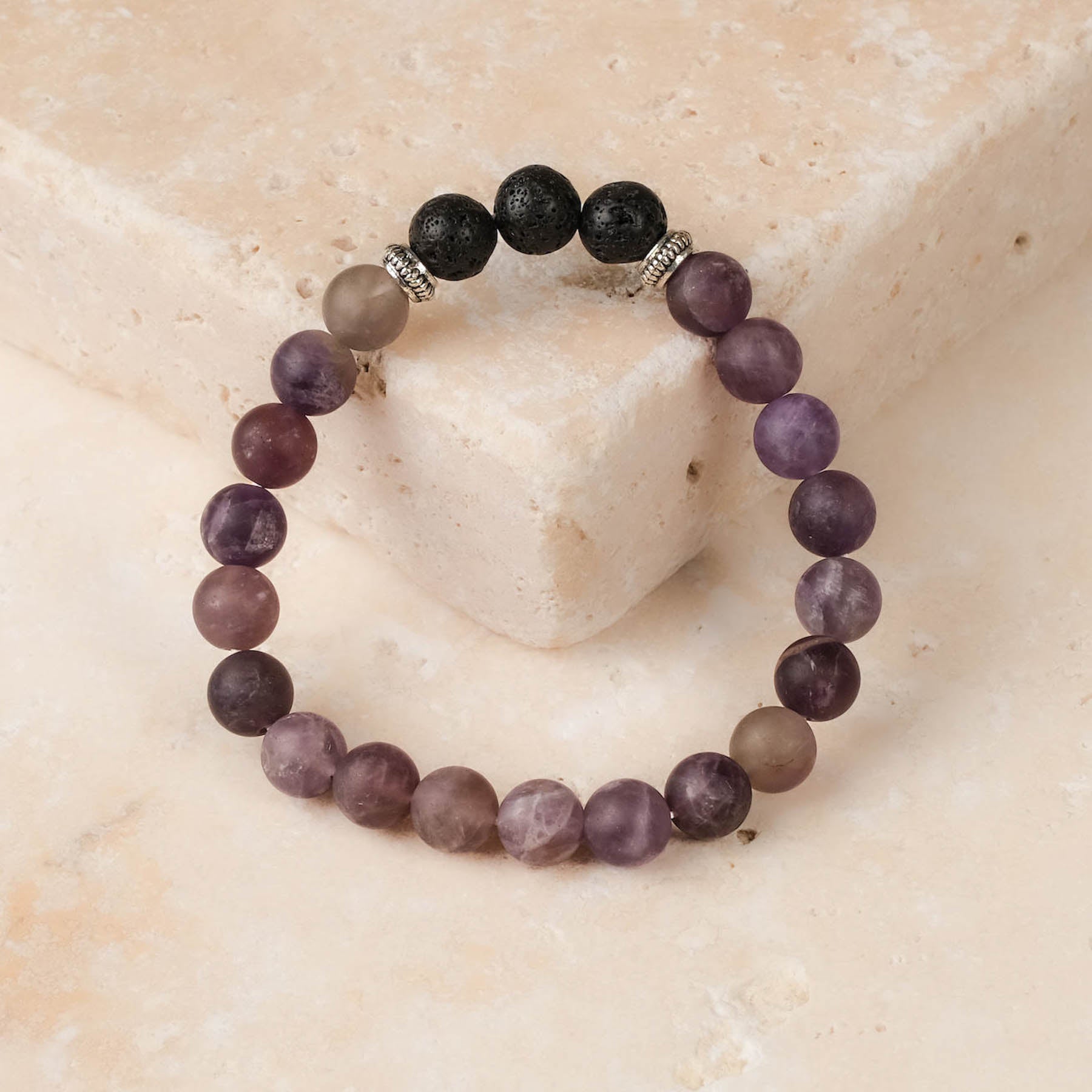 Edelstein Armband Amethyst & Lavastein