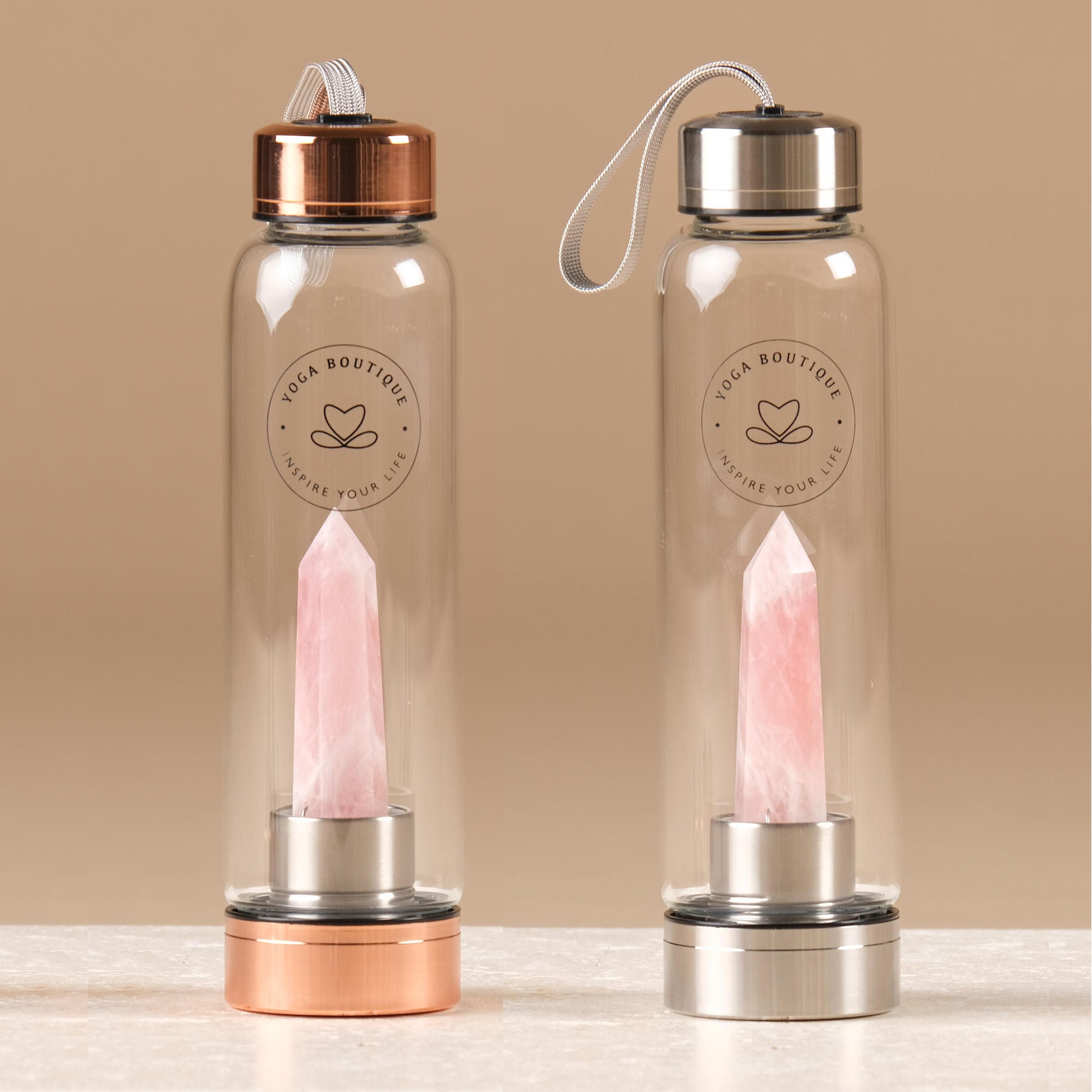Edelstein Wasserflasche Rosenquarz