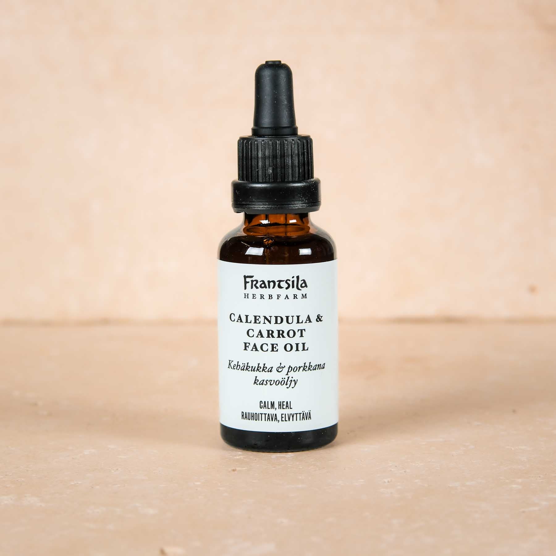 Verwöhnen Sie Ihre Haut mit dem Naturkosmetik Gesichtsöl Calendula (Ringelblume) & Karotte von Frantsila – beste Naturkosmetik aus Finnland.