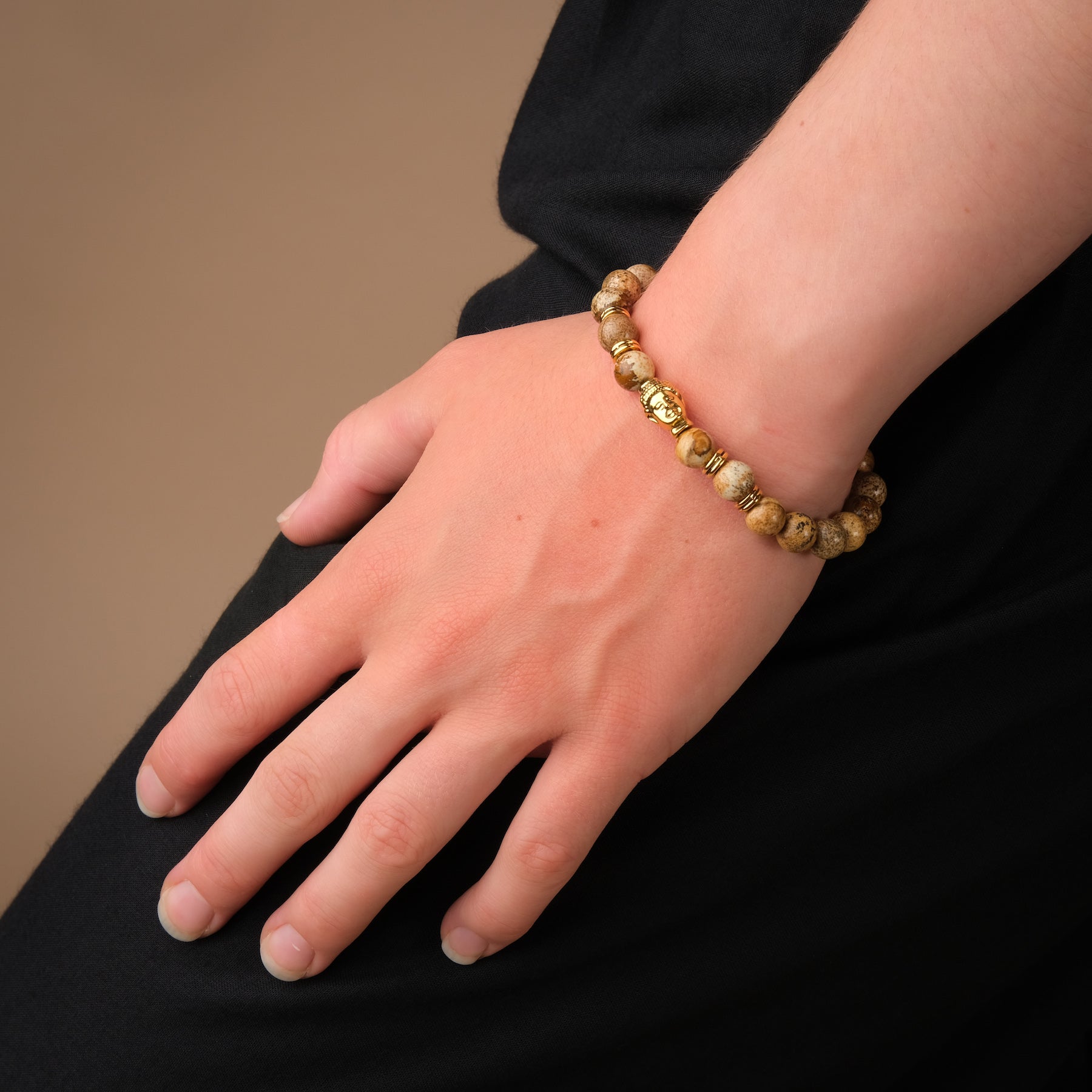 Edelstein Armband Landschaftsjaspis Buddha