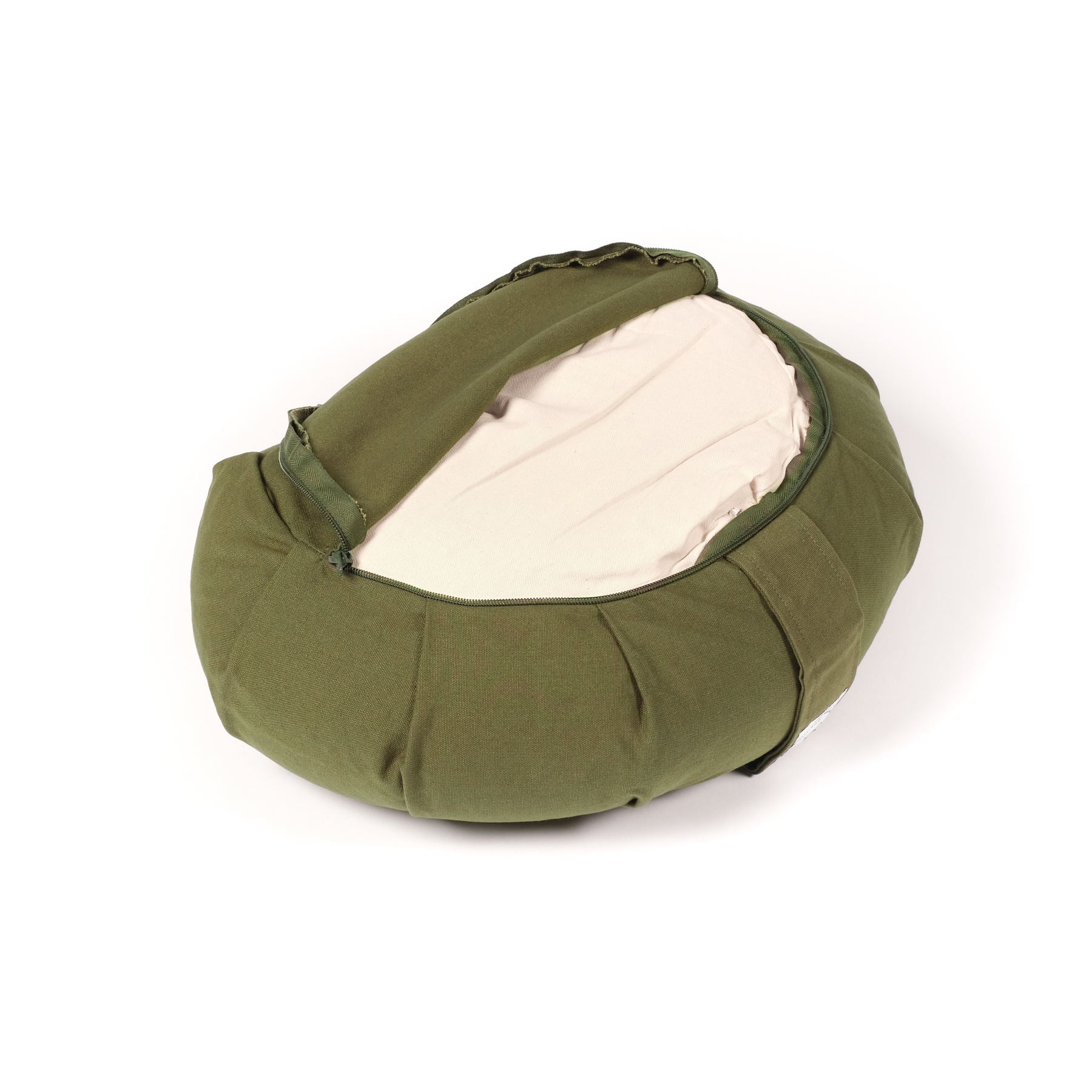 Meditationskissen Halbmond Zafu uni olive-grün