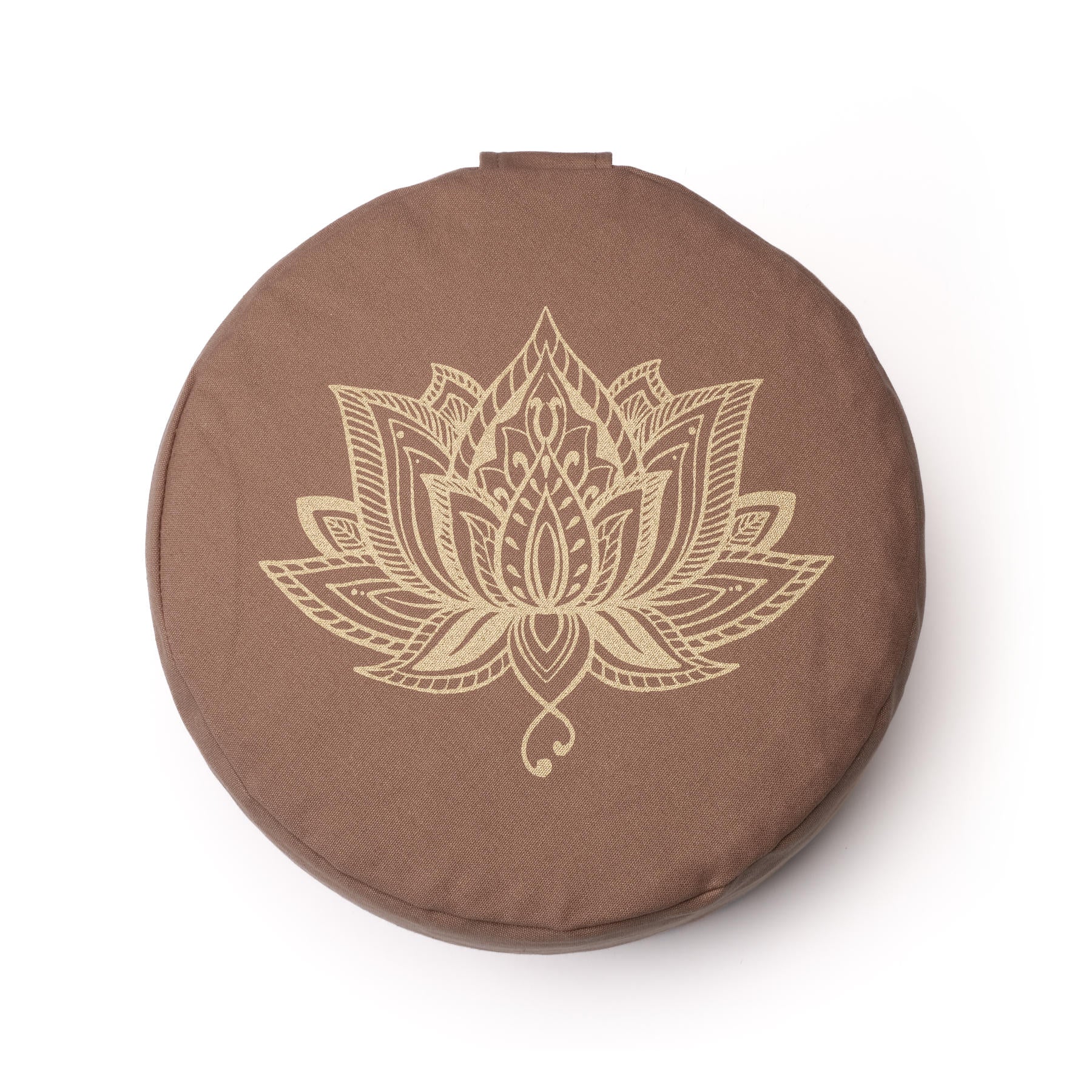 Meditationskissen rund Lotus gold Print brown-earth
