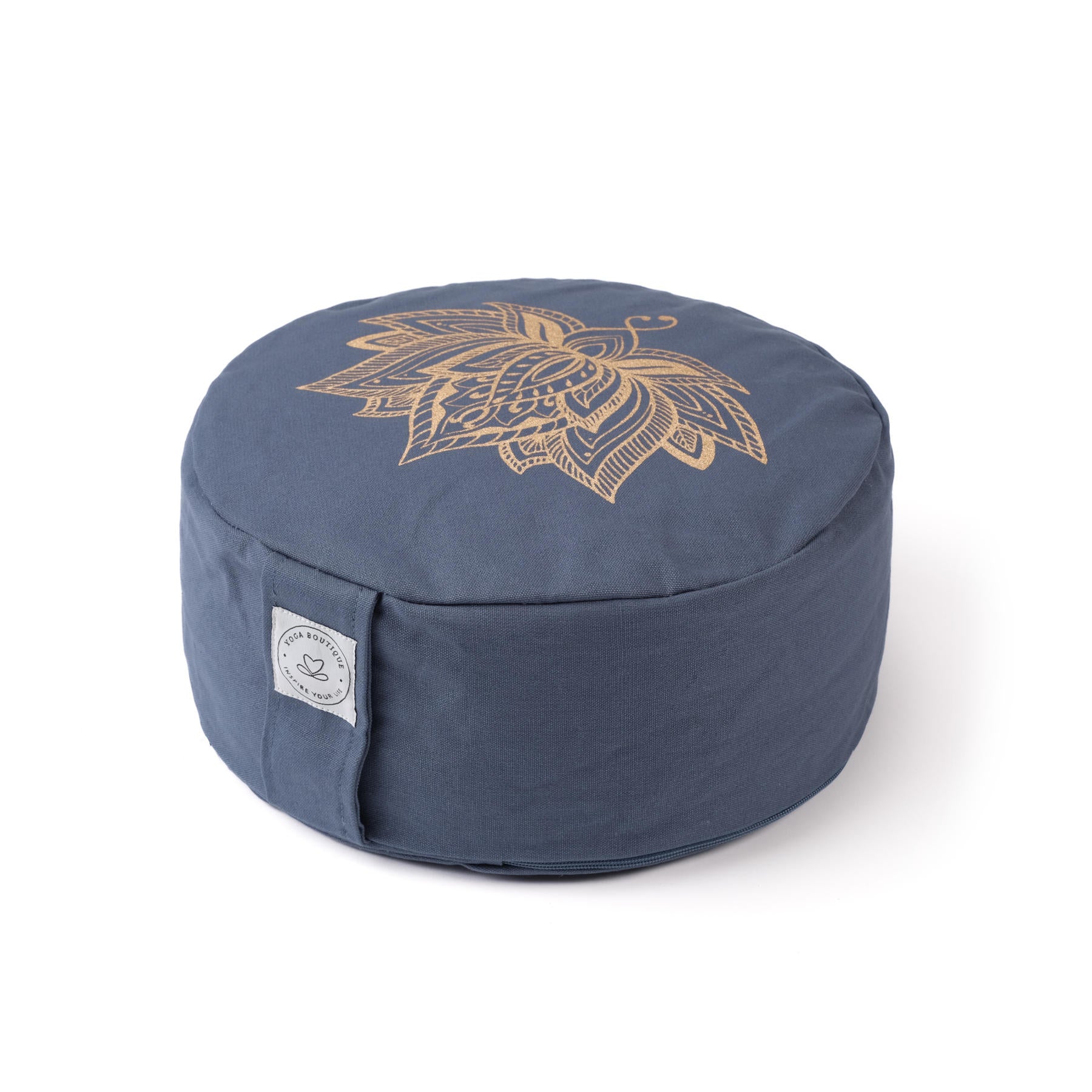 Meditationskissen rund Lotus gold Print blue-sky
