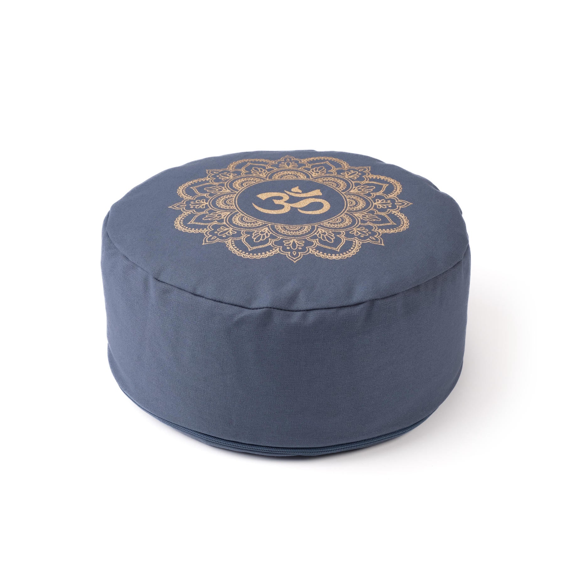 Meditationskissen rund Mandala OM gold Print blue-sky