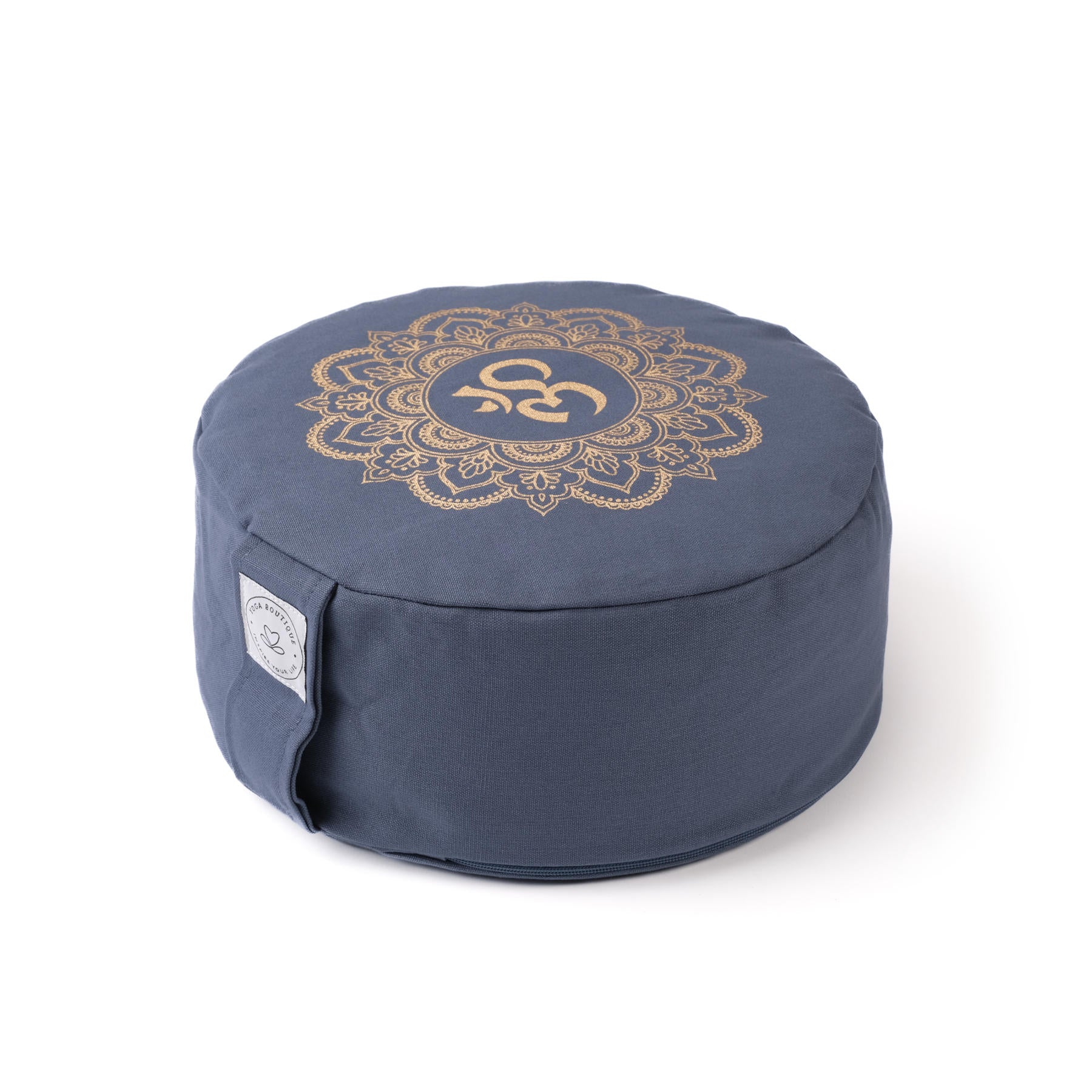 Meditationskissen rund Mandala OM gold Print blue-sky