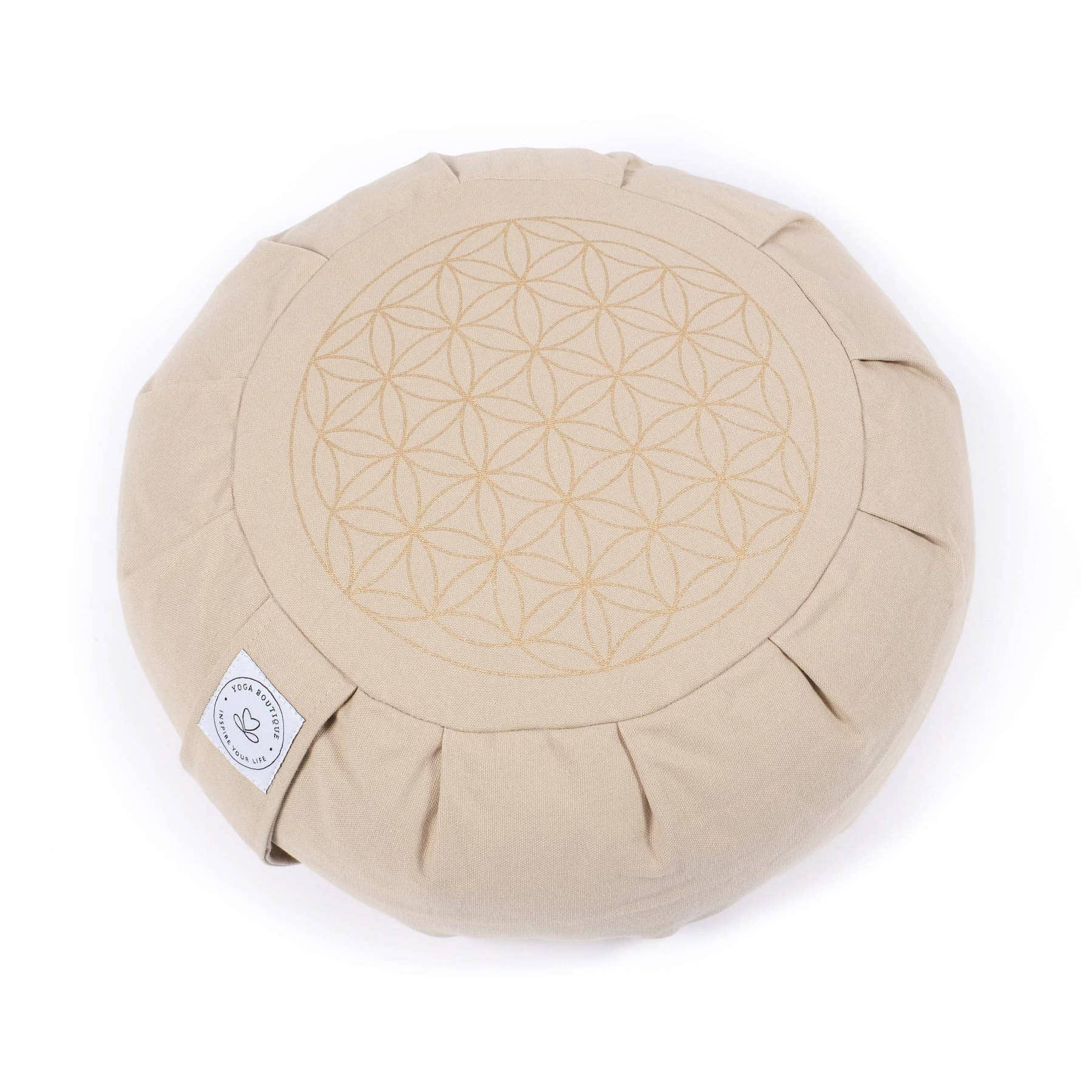 Meditationskissen Zafu Blume des Lebens sand