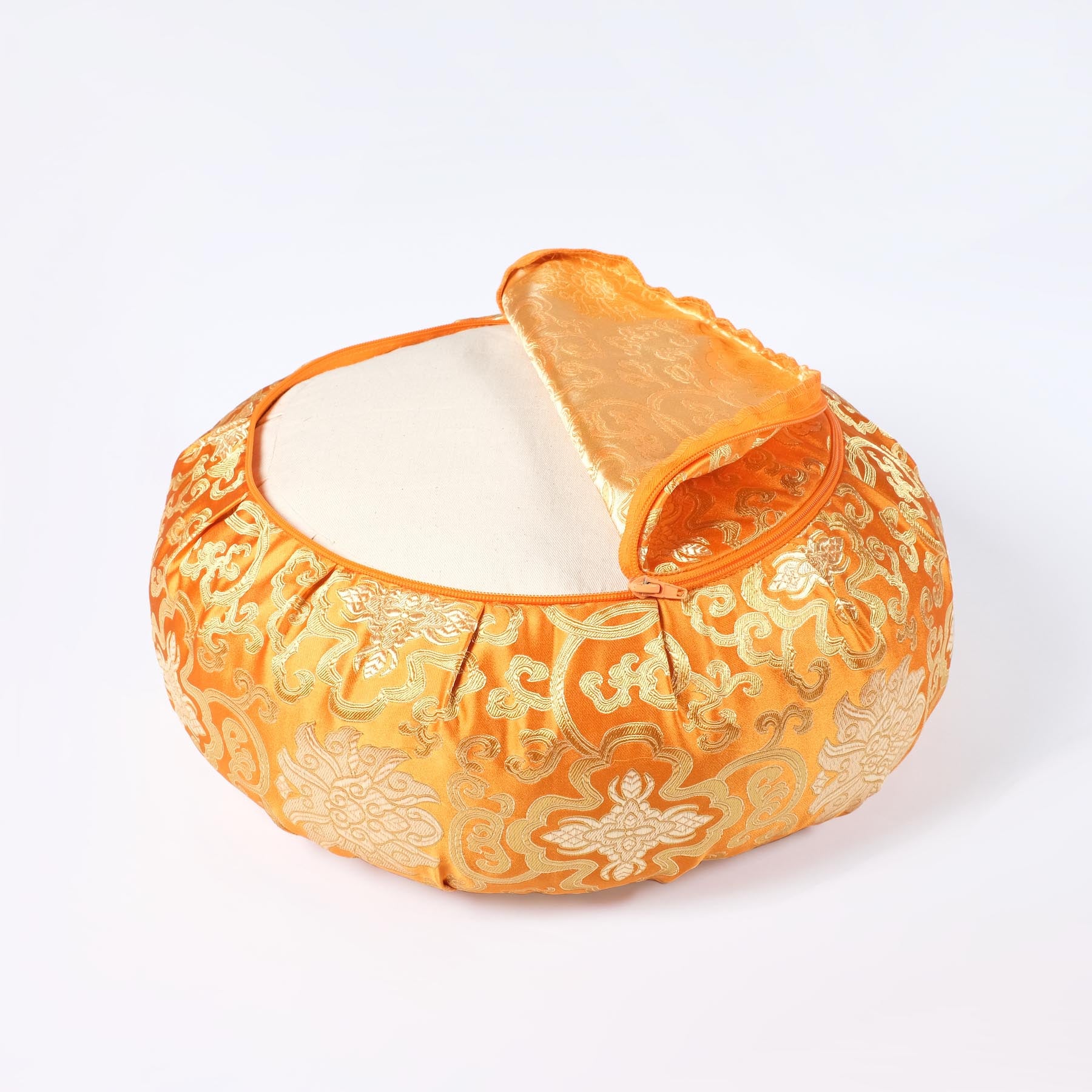 Meditationskissen Zafu Brokat orange