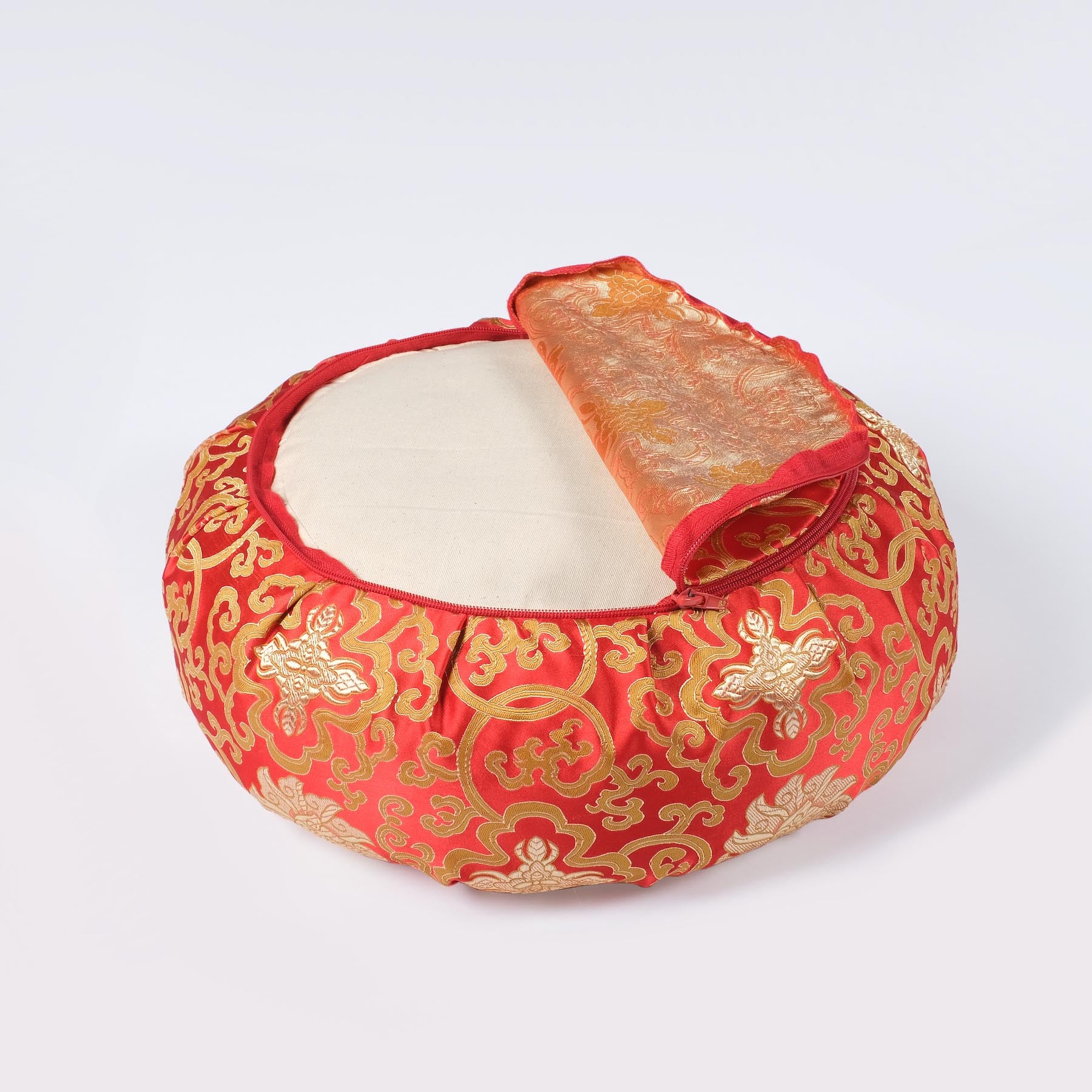 Meditationskissen Zafu Brokat rot
