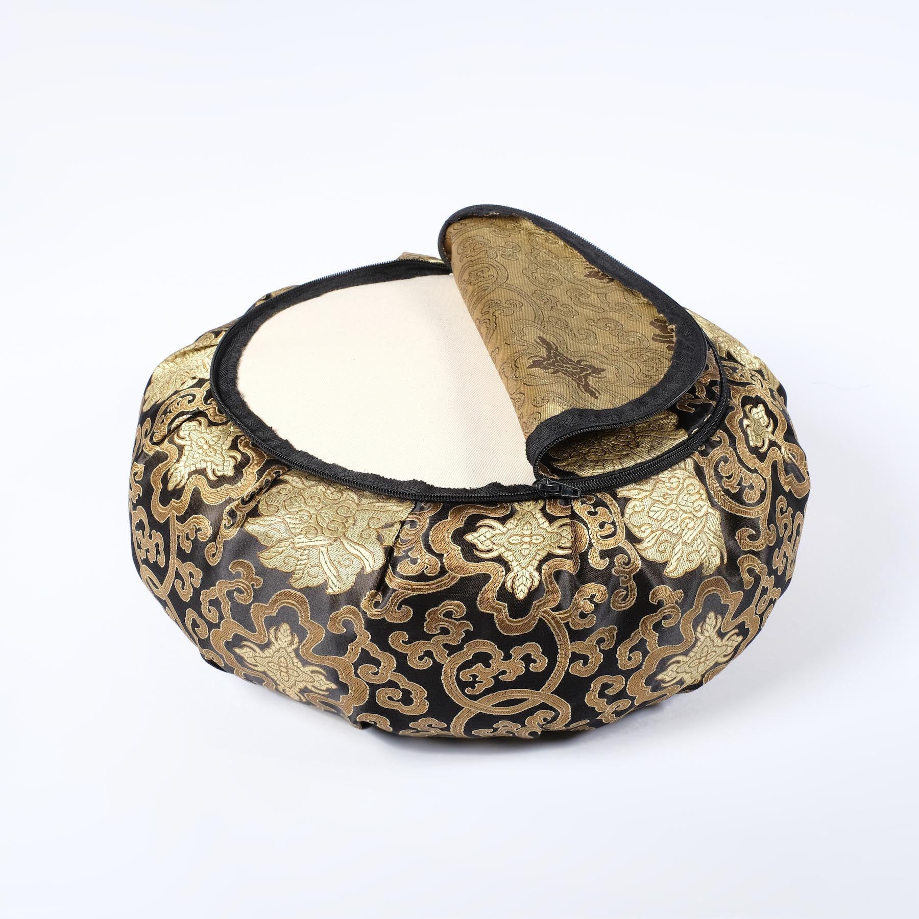 Meditationskissen Zafu Brokat schwarz