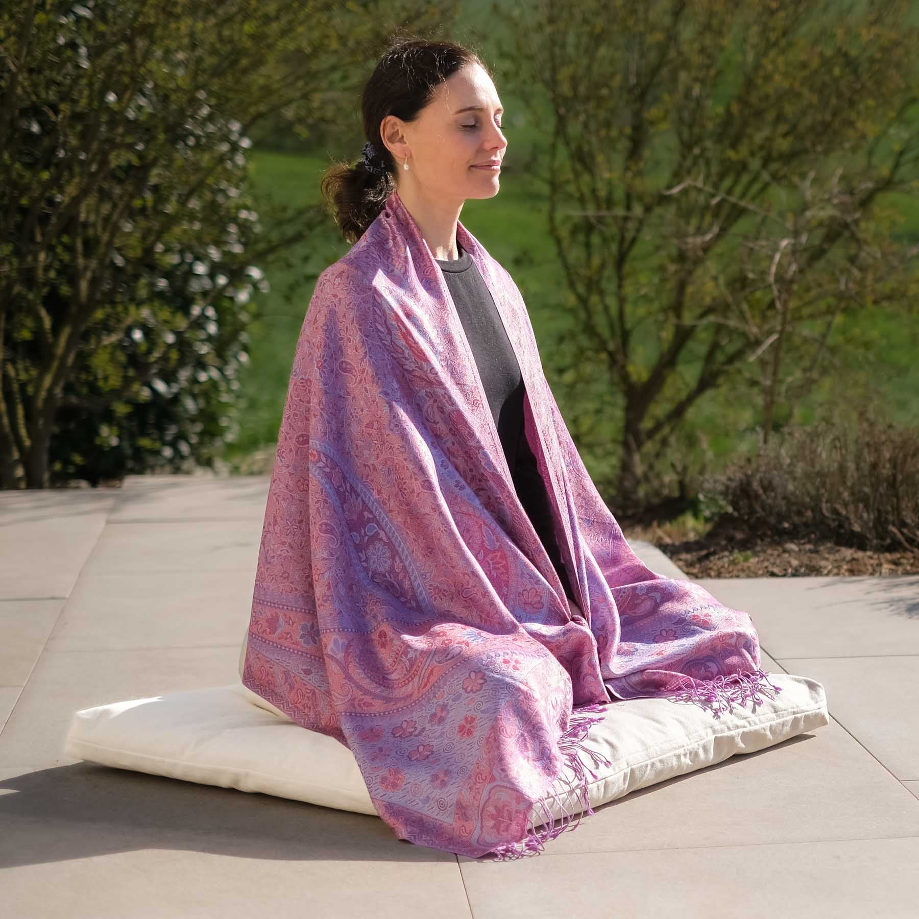 Meditationsmatte Zabuton Meditationsunterlage Baumwolle naturweiss