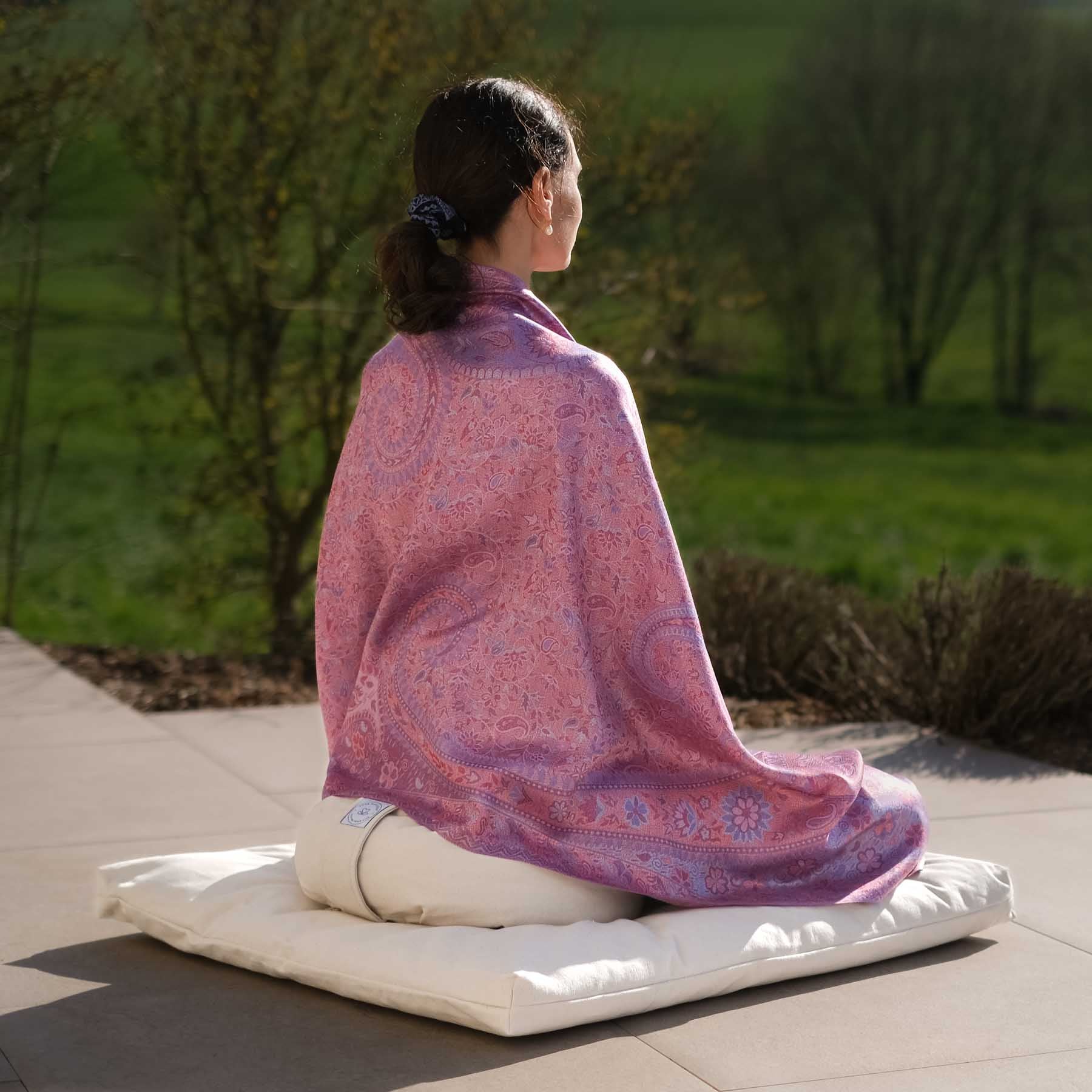 Meditationsmatte Zabuton Meditationsunterlage Baumwolle naturweiss