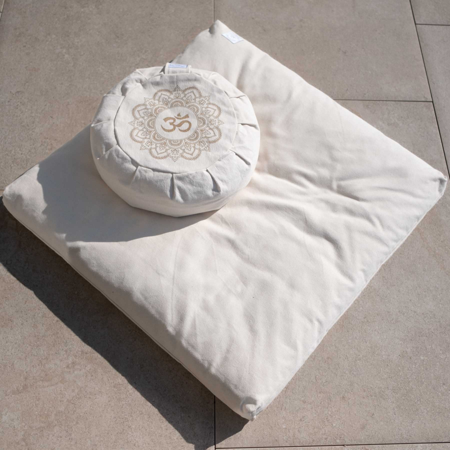 Meditationsmatte Zabuton Meditationsunterlage Baumwolle naturweiss