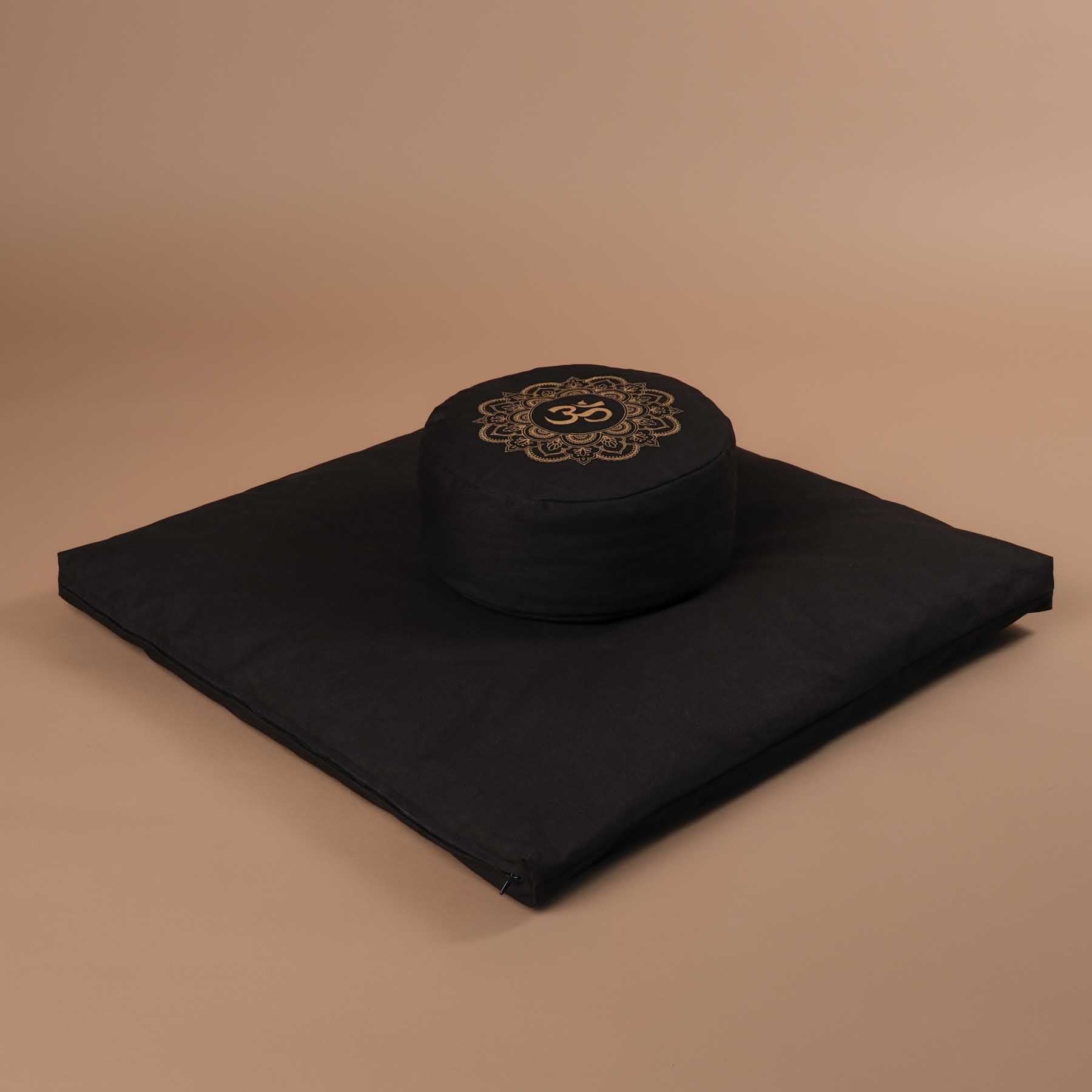 Meditationsmatte Zabuton Meditationsunterlage Baumwolle schwarz