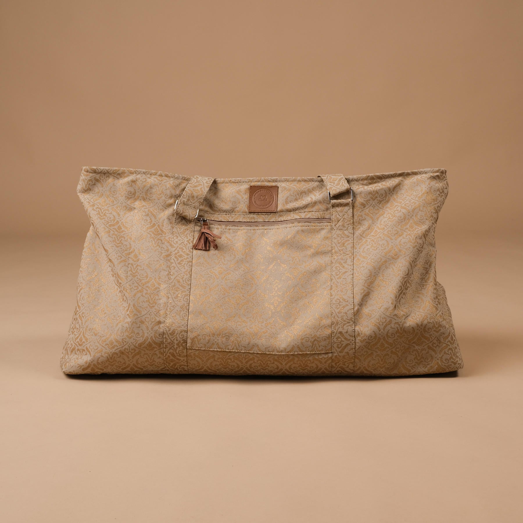 Yoga Tasche gross - Reisetasche Baumwolle Blockprint sand
