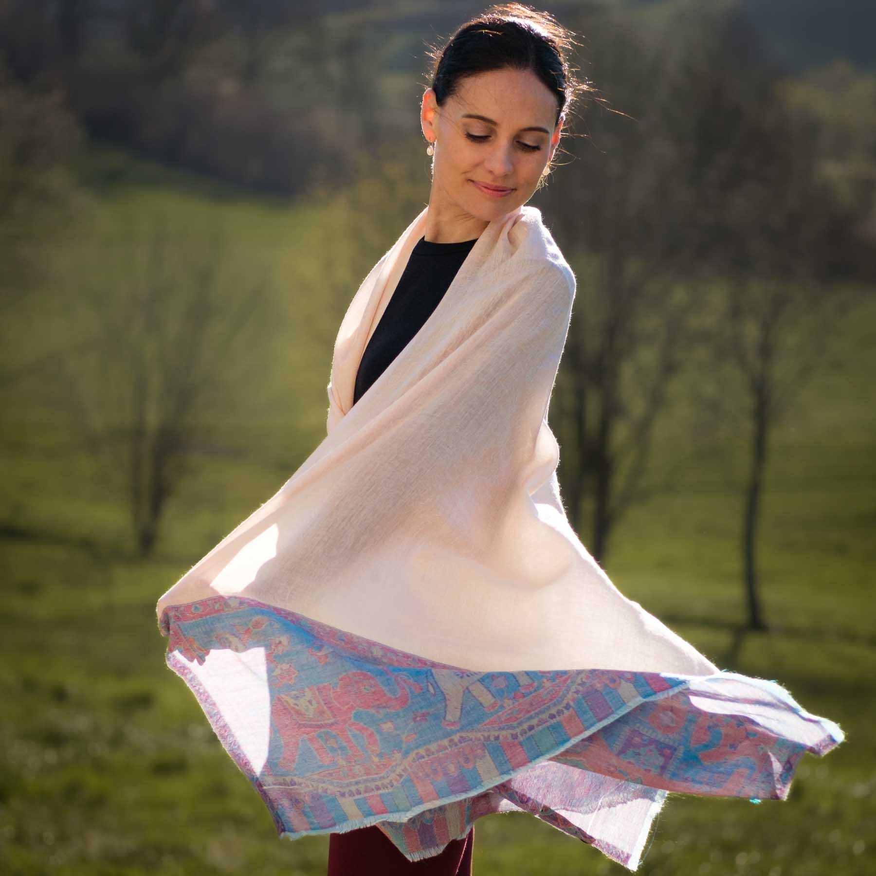 Meditationstuch Schal Feinwolle Ganesha