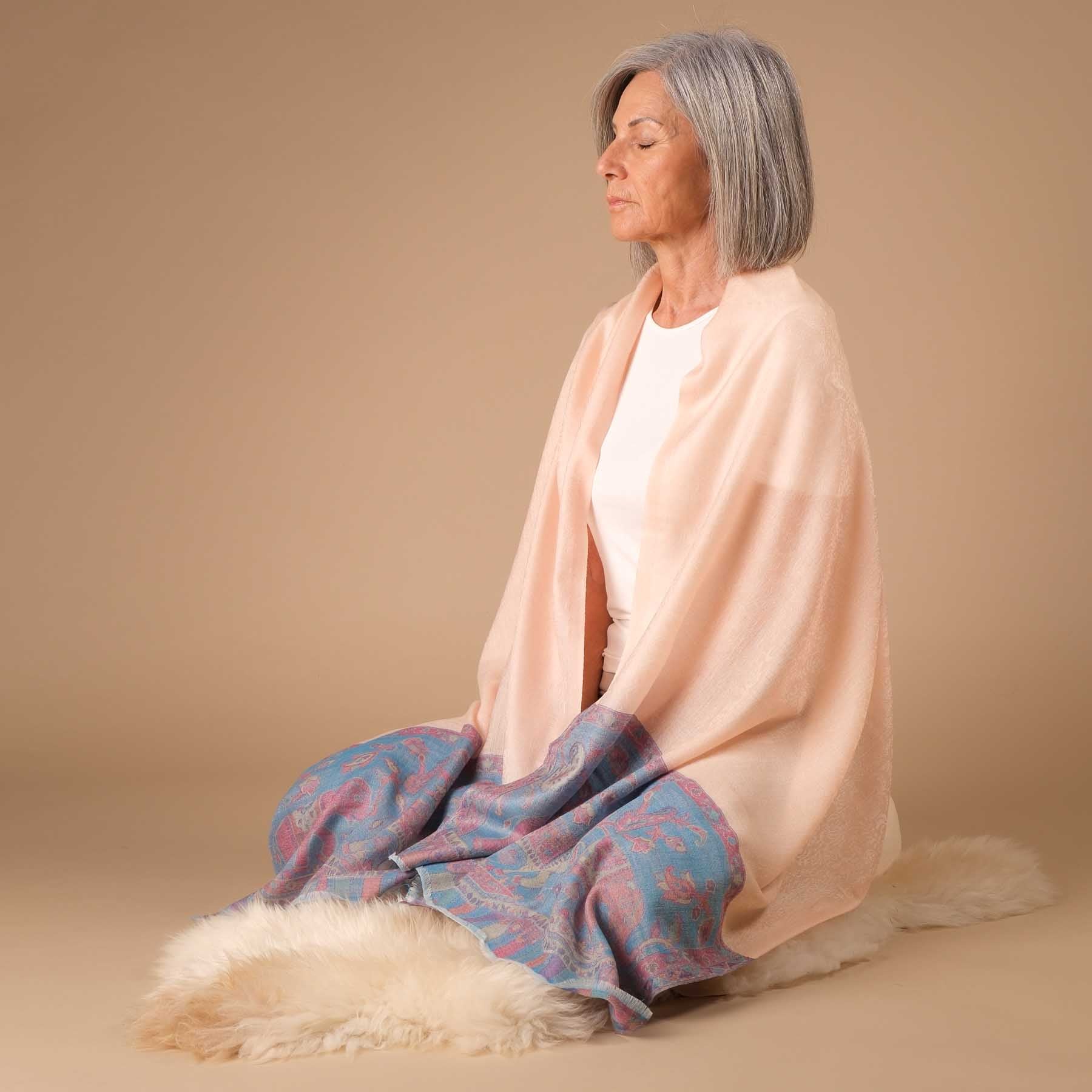 Meditationstuch Schal Feinwolle Ganesha