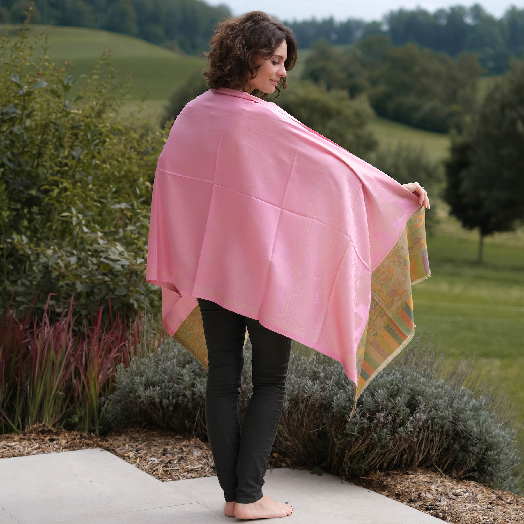 Meditationstuch Schal Ganesh rose