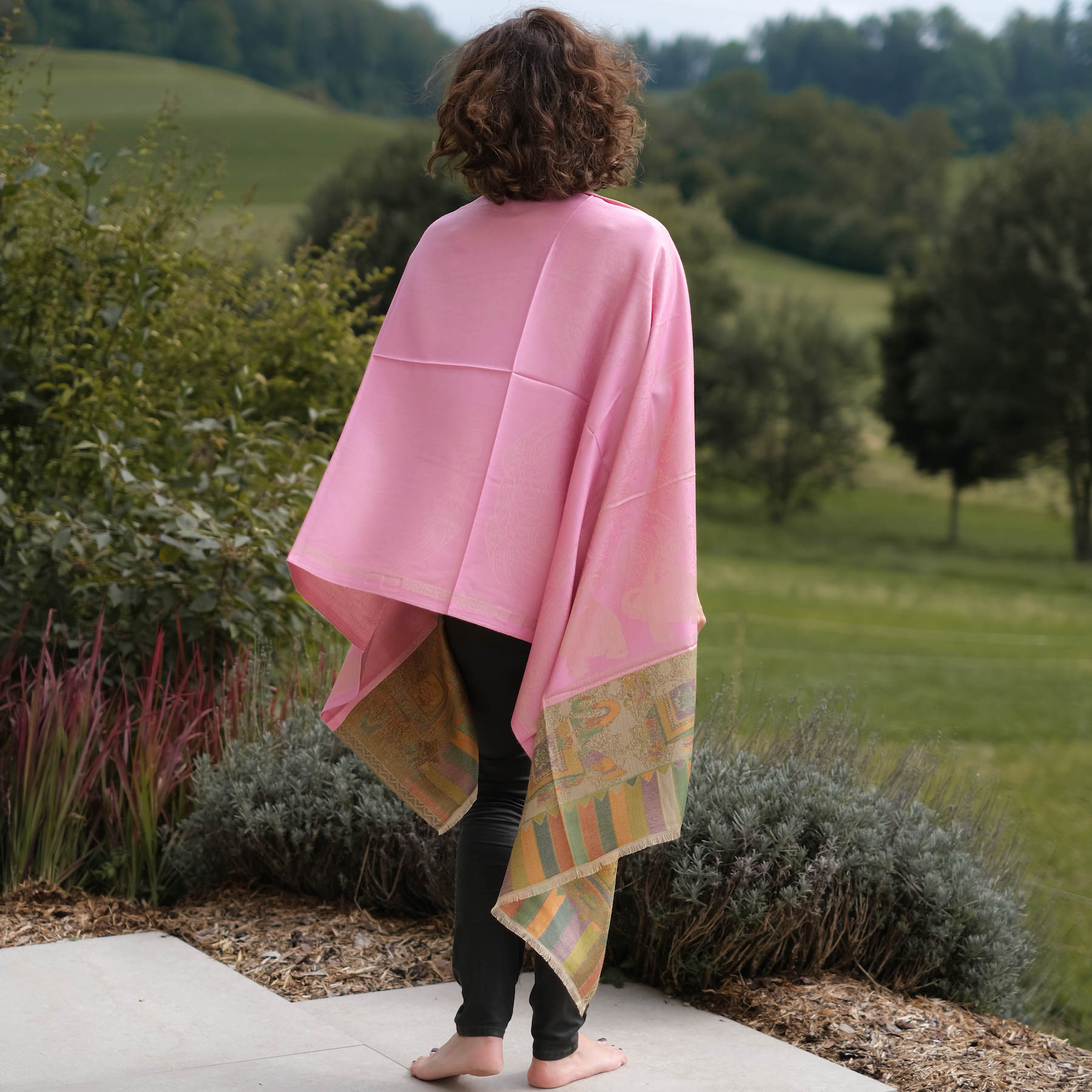 Meditationstuch Schal Ganesh rose