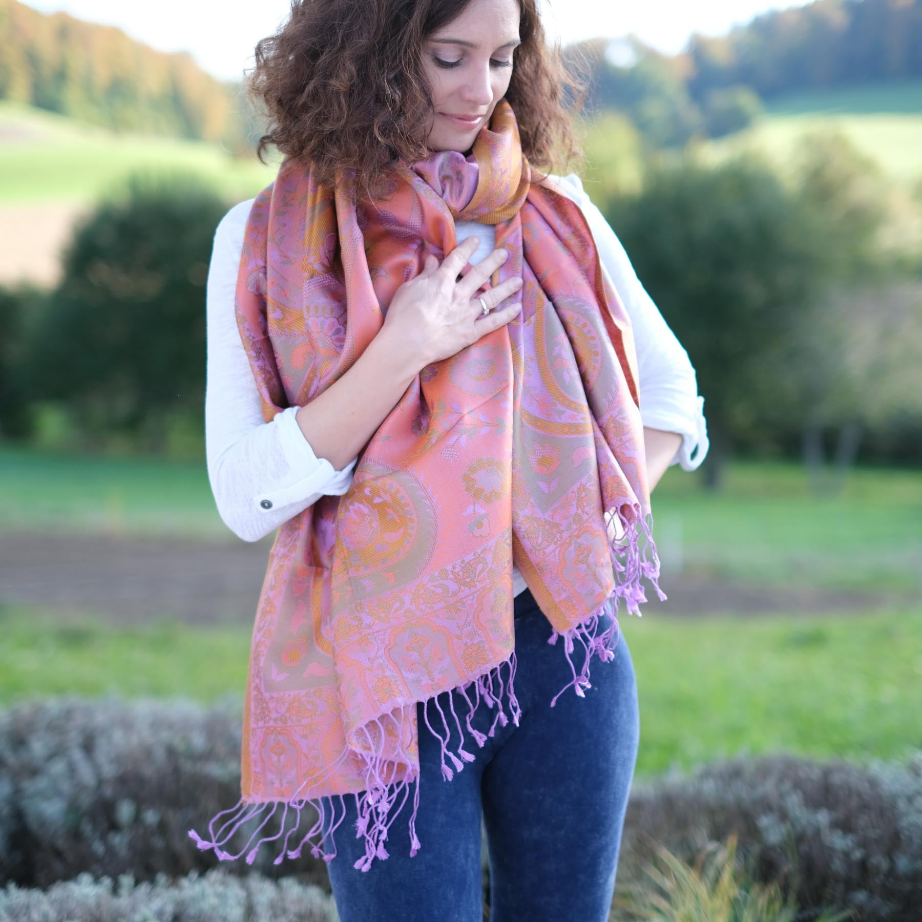 Meditationstuch Schal Seide Candy