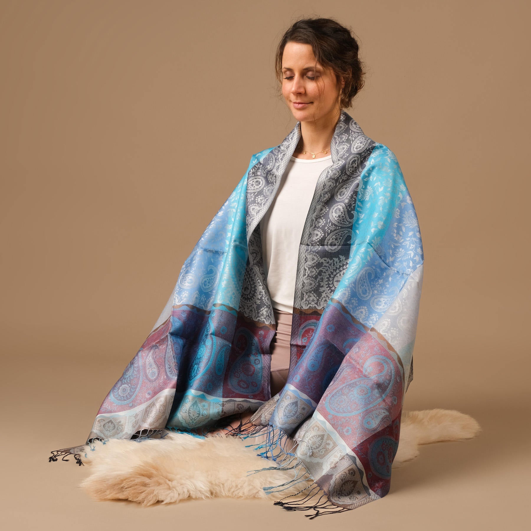 Meditationstuch Schal Seide Reef