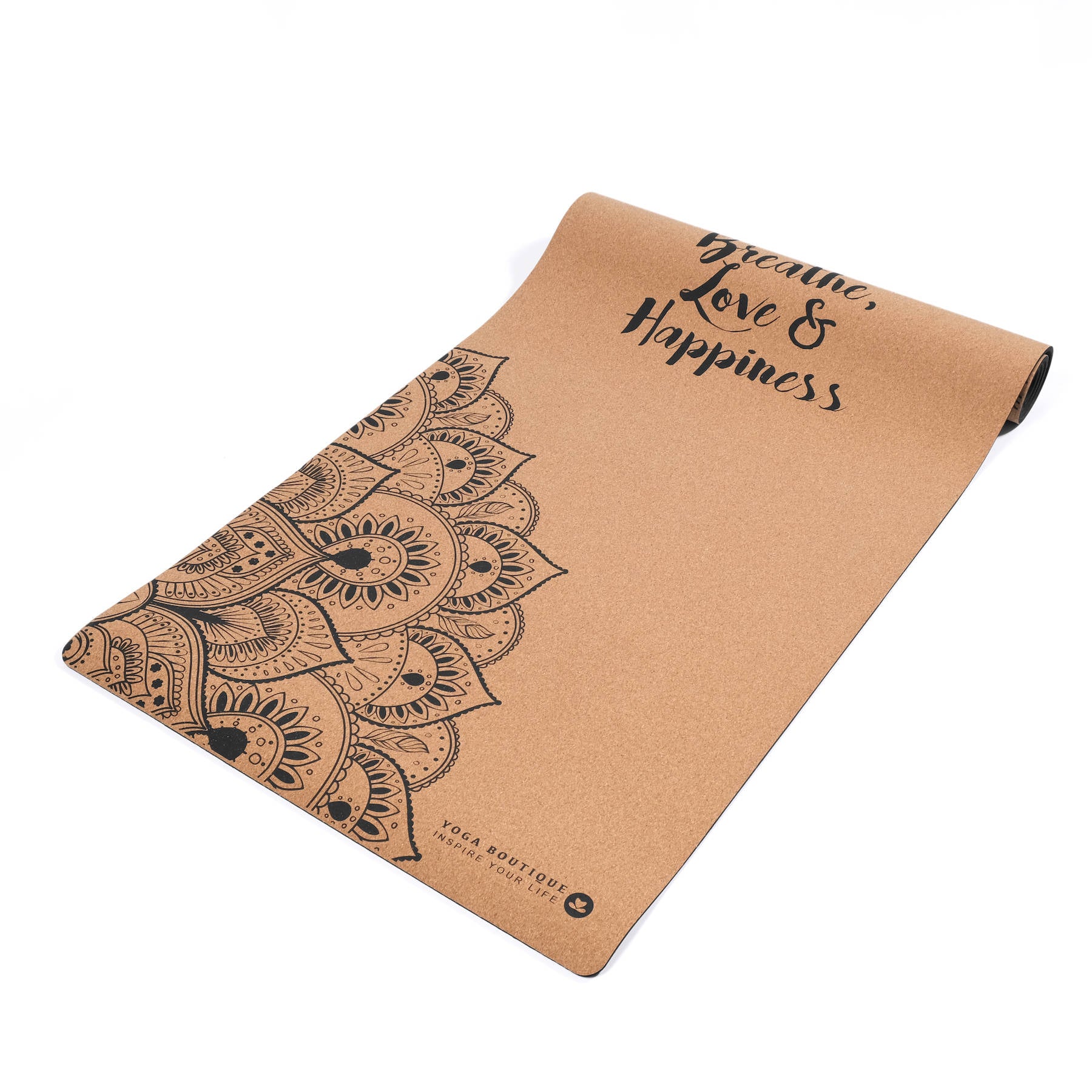 Yogamatte Kork Breathe, Love & Happiness