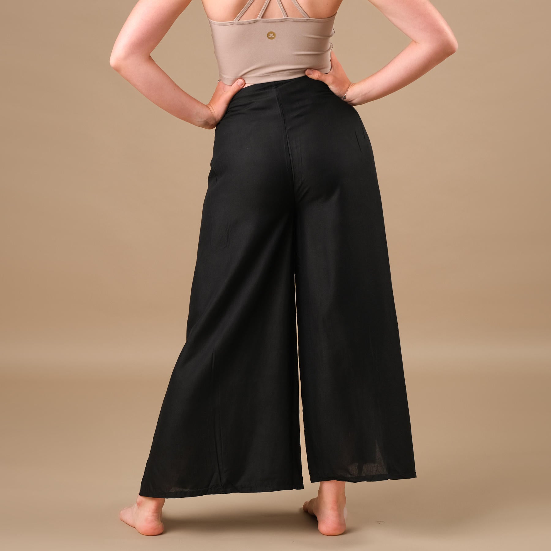 Palazzo Wrap Hose uni schwarz luftig leichte Sommerhose