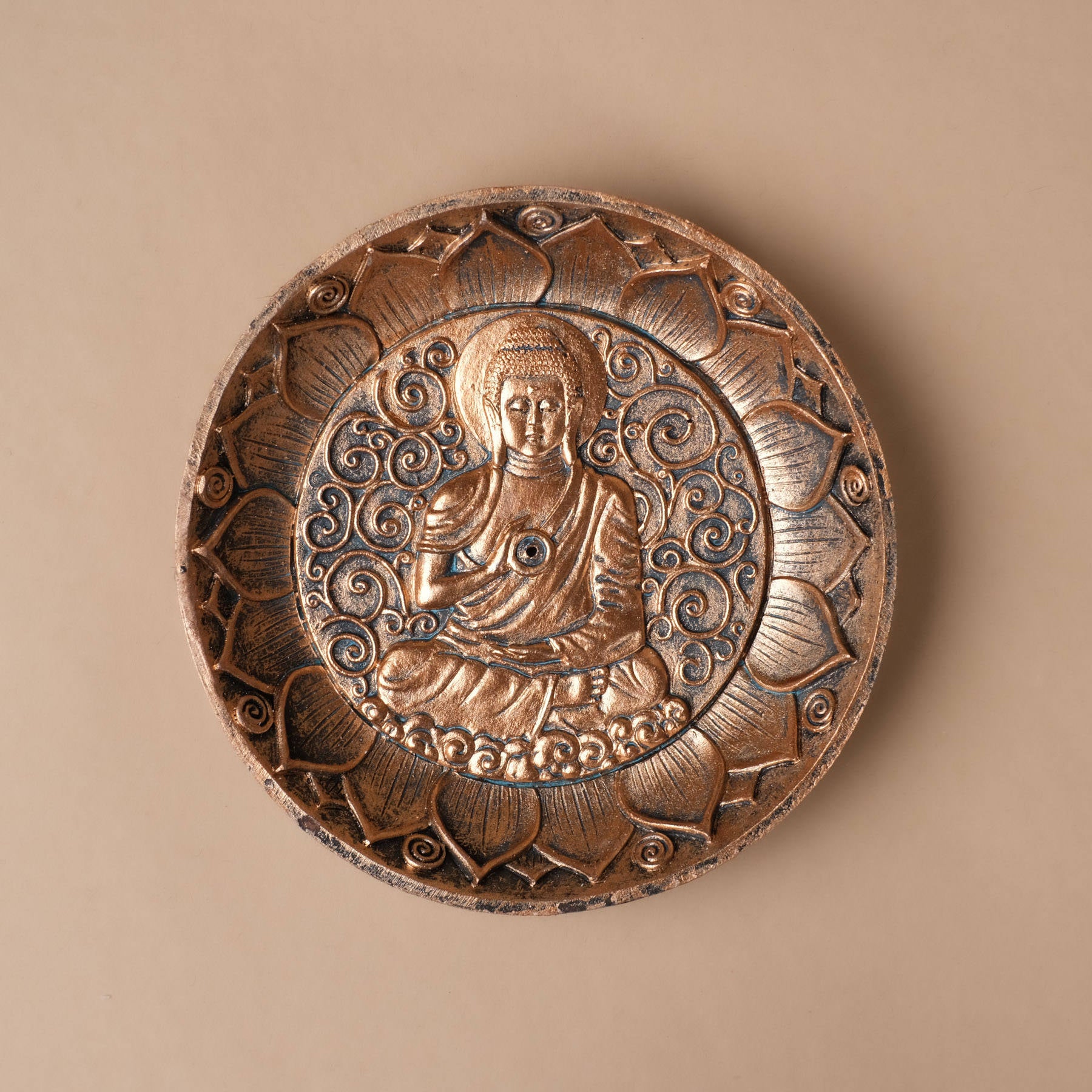 Räucherstäbchenhalter Buddha rund mit Lotusblume