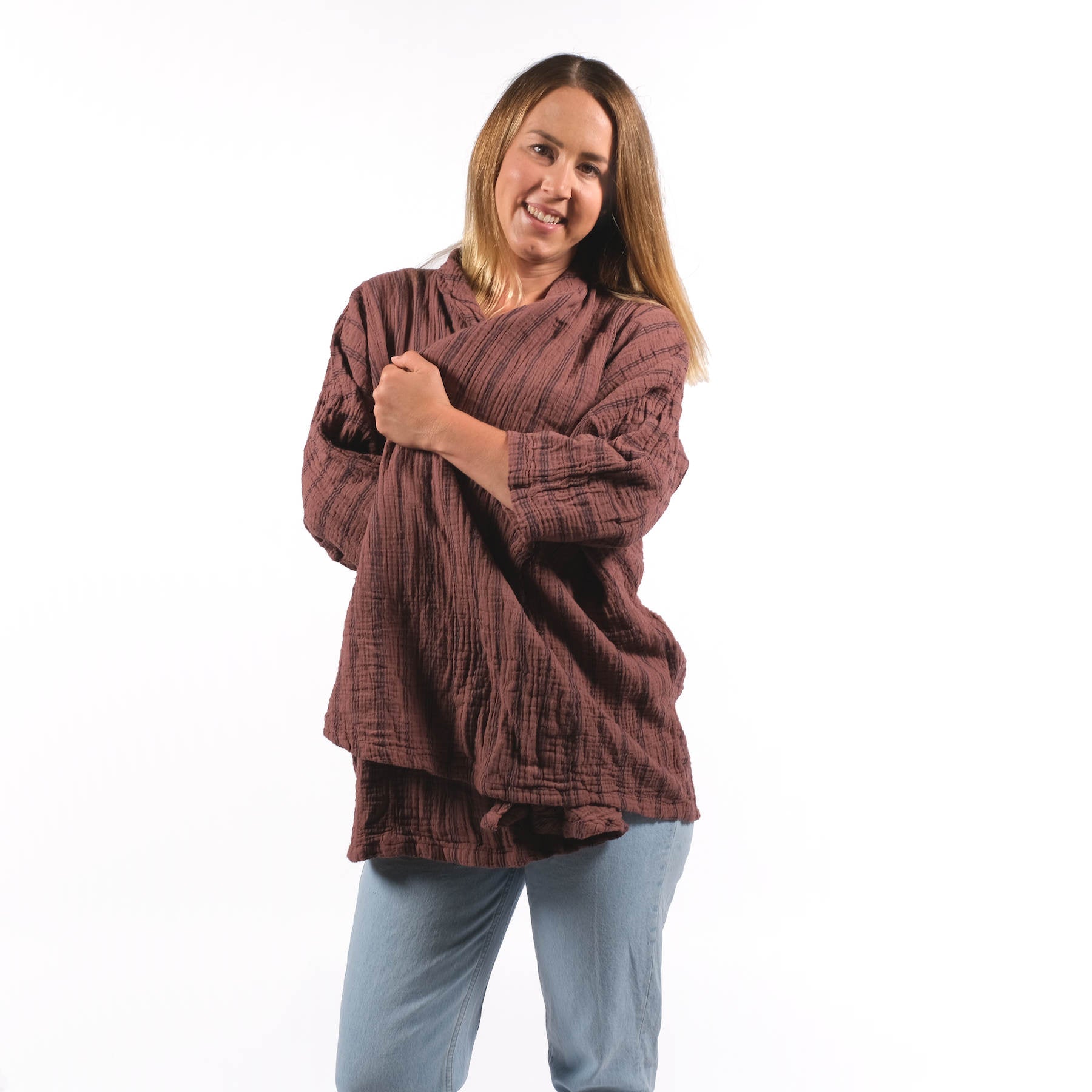 Sommer Cardigan aus Baumwolle terracotta