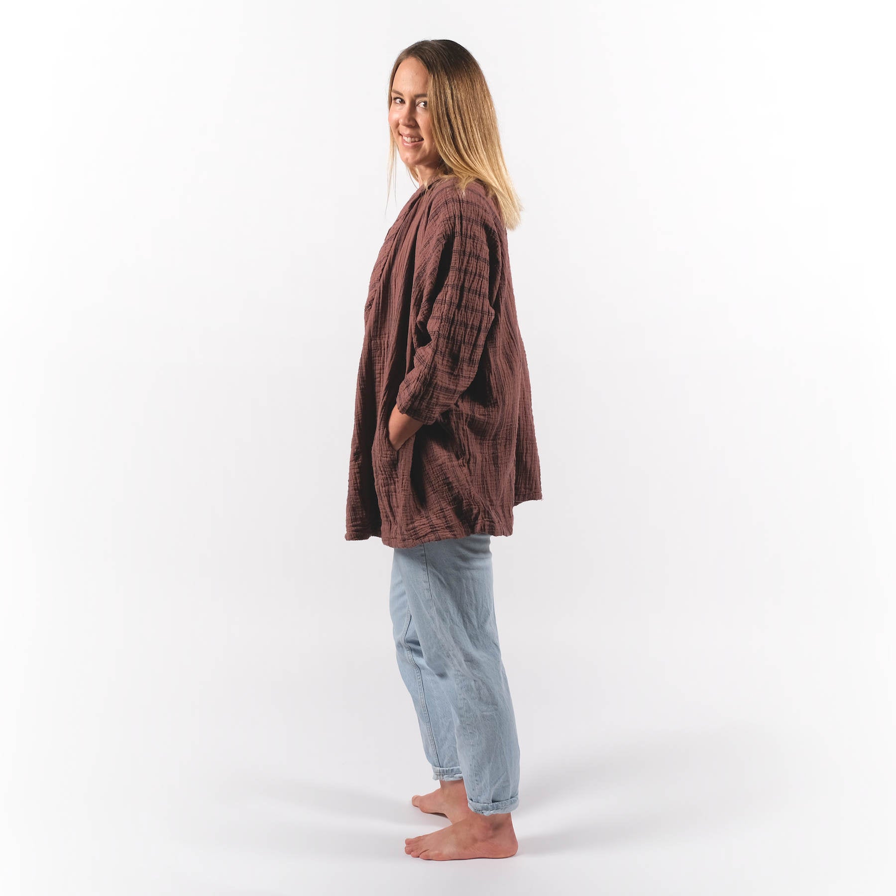 Sommer Cardigan aus Baumwolle terracotta