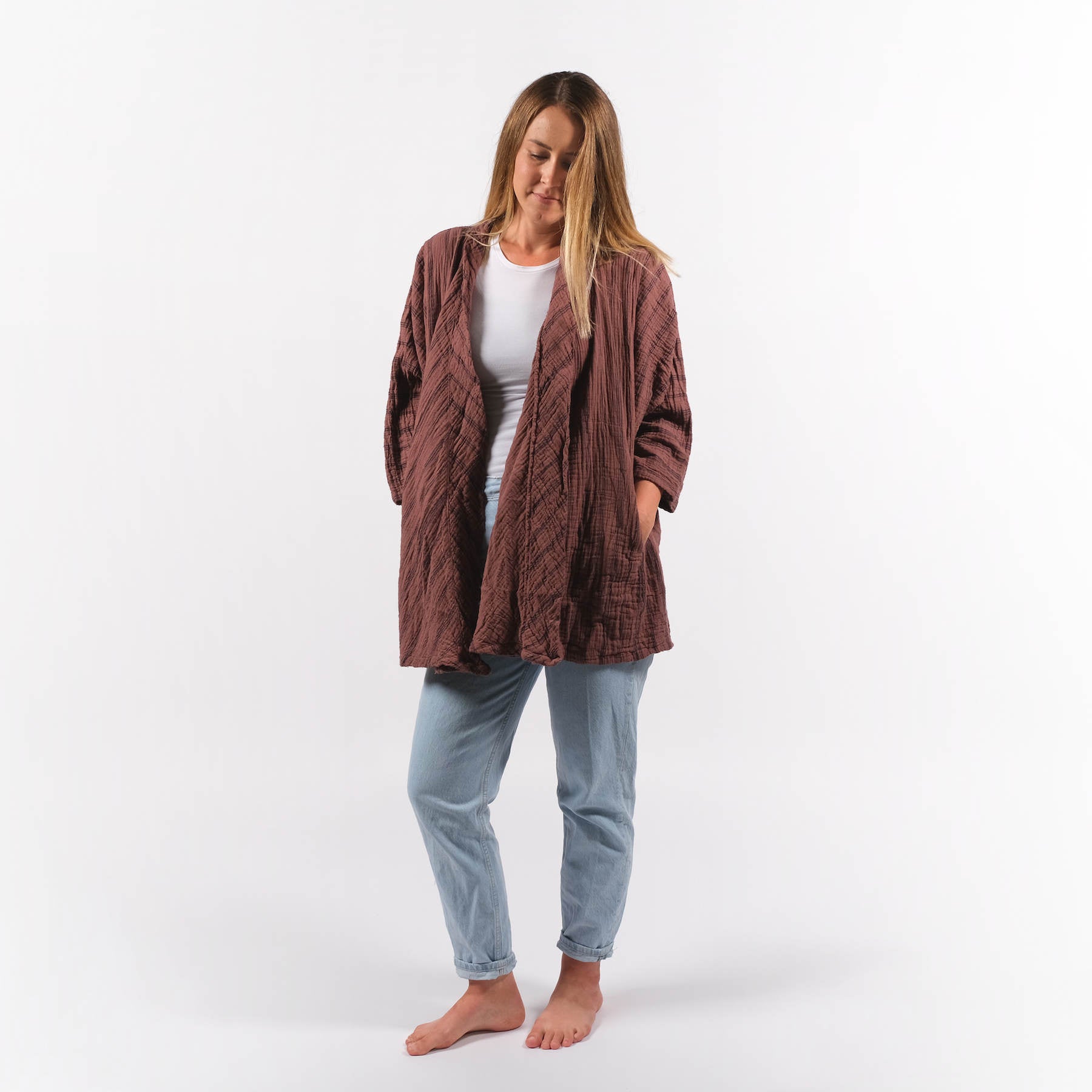 Sommer Cardigan aus Baumwolle terracotta
