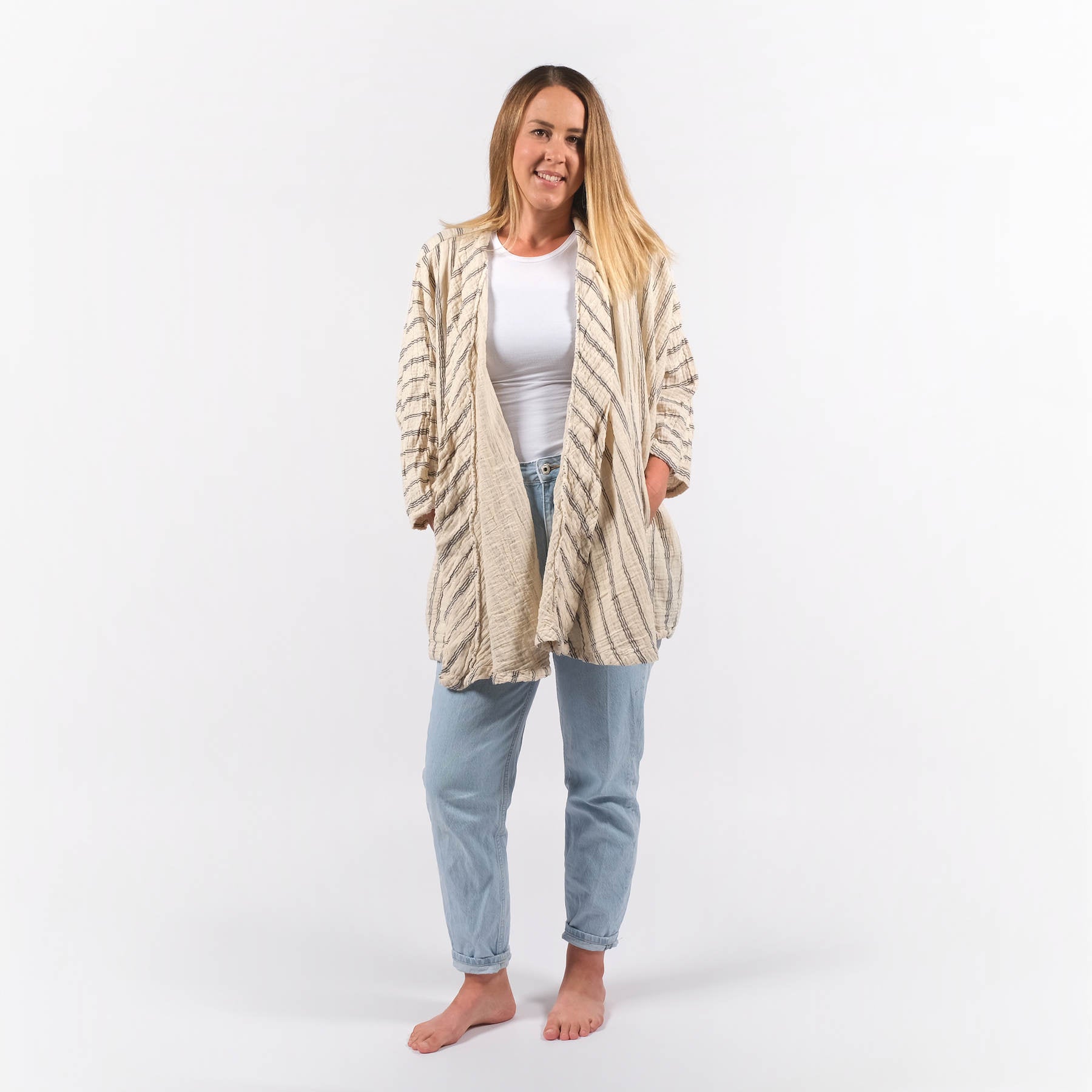 Sommer Cardigan aus Baumwolle elfenbein-weiss