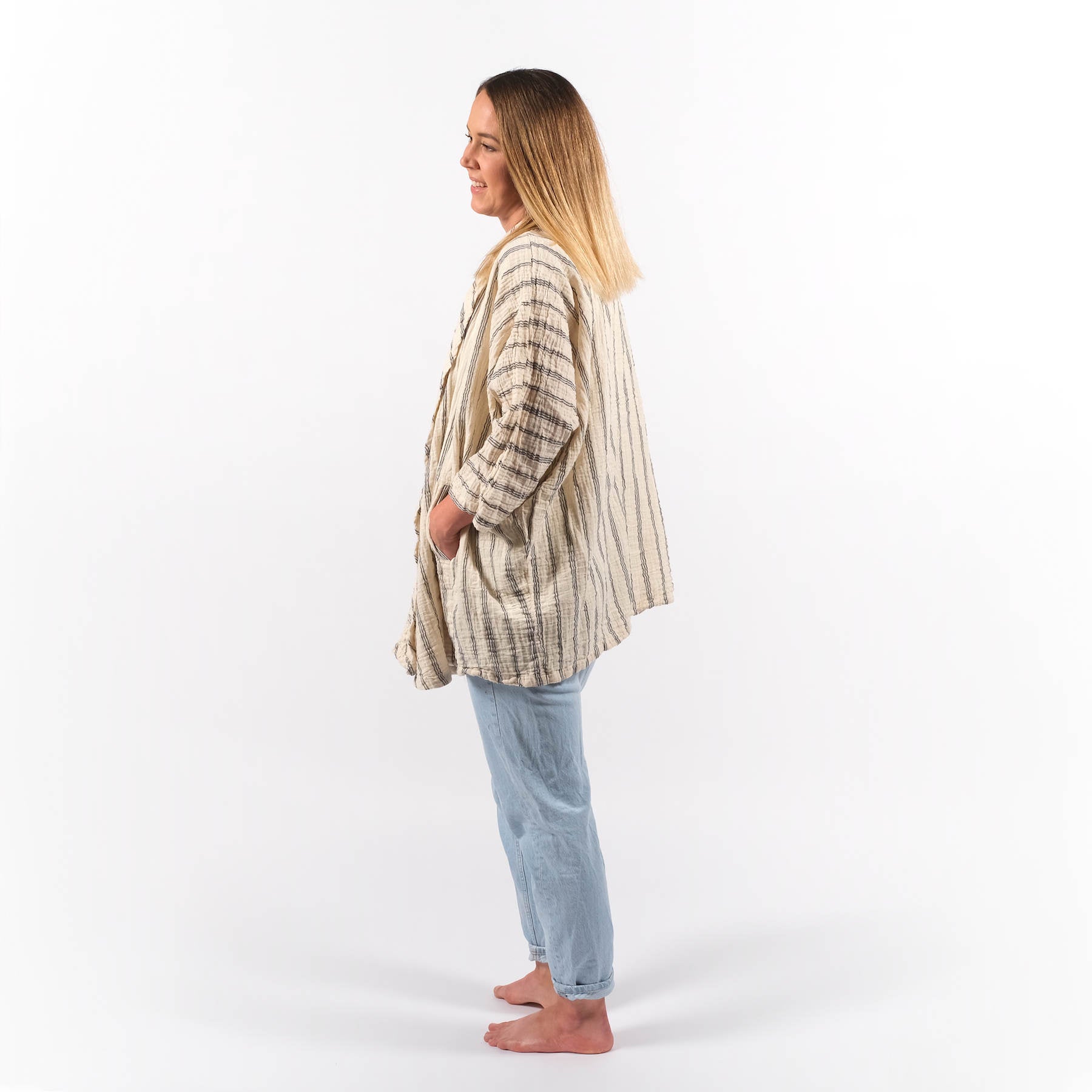 Sommer Cardigan aus Baumwolle elfenbein-weiss