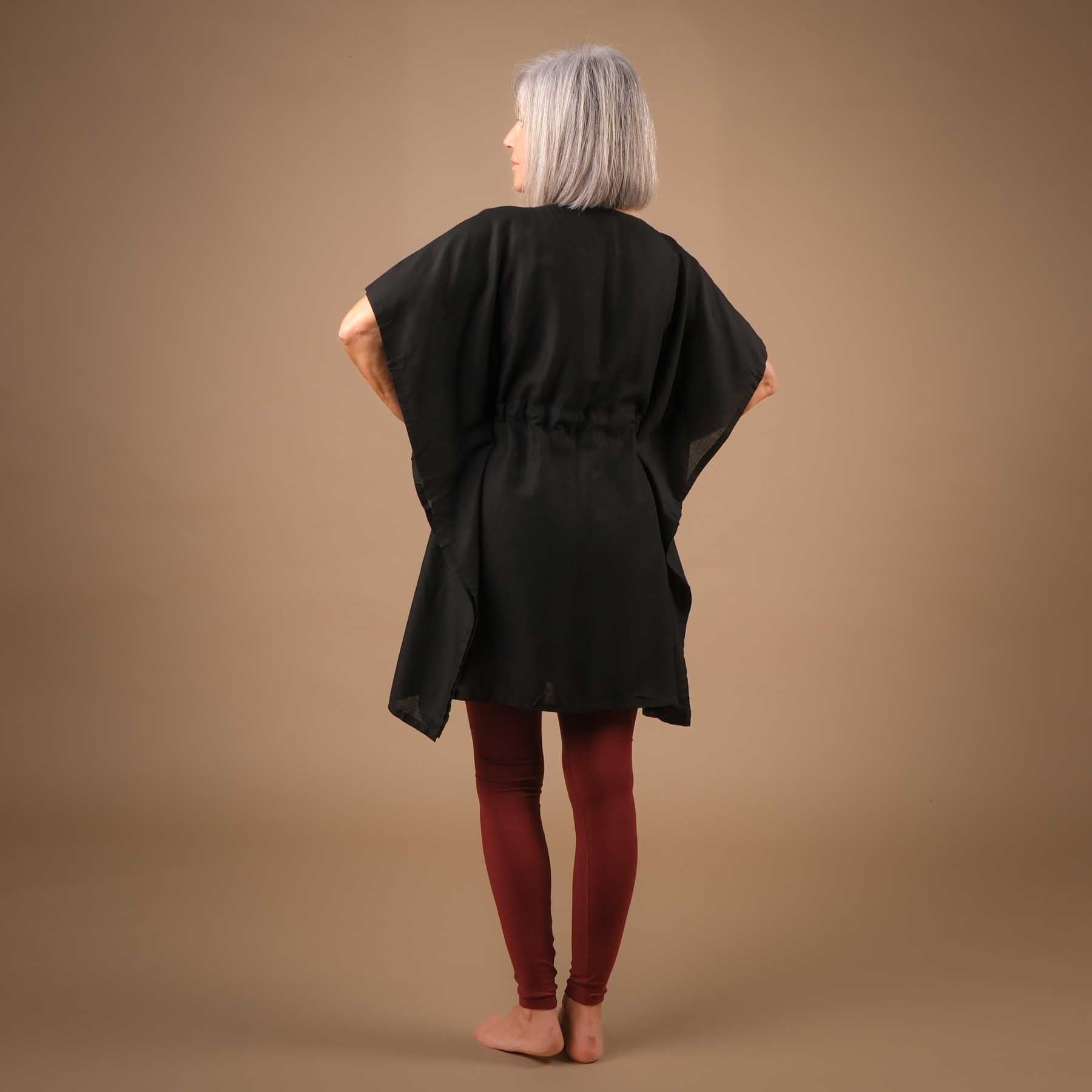 Tunika Yoga Sommershirt aus Baumwolle schwarz