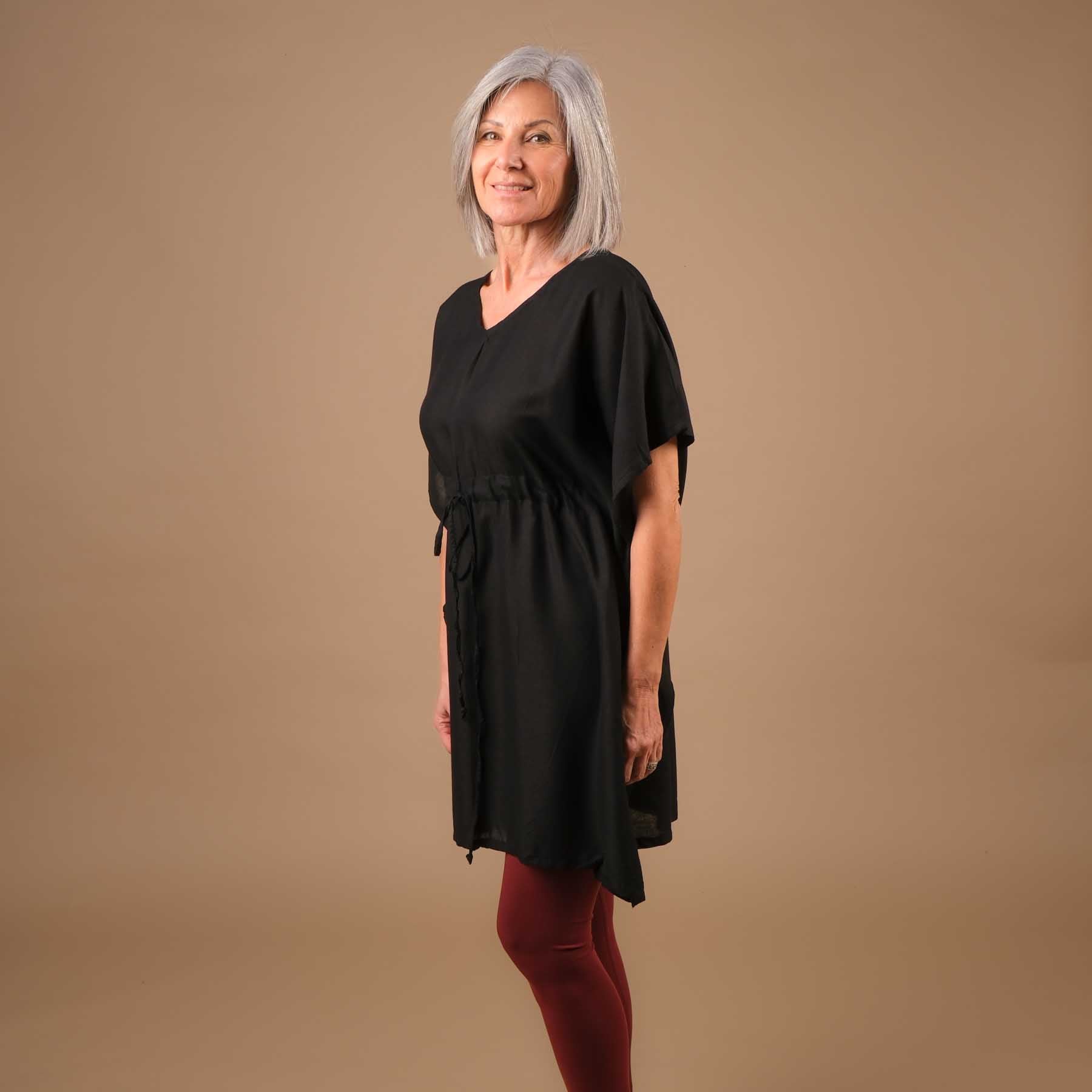 Tunika Yoga Sommershirt aus Baumwolle schwarz