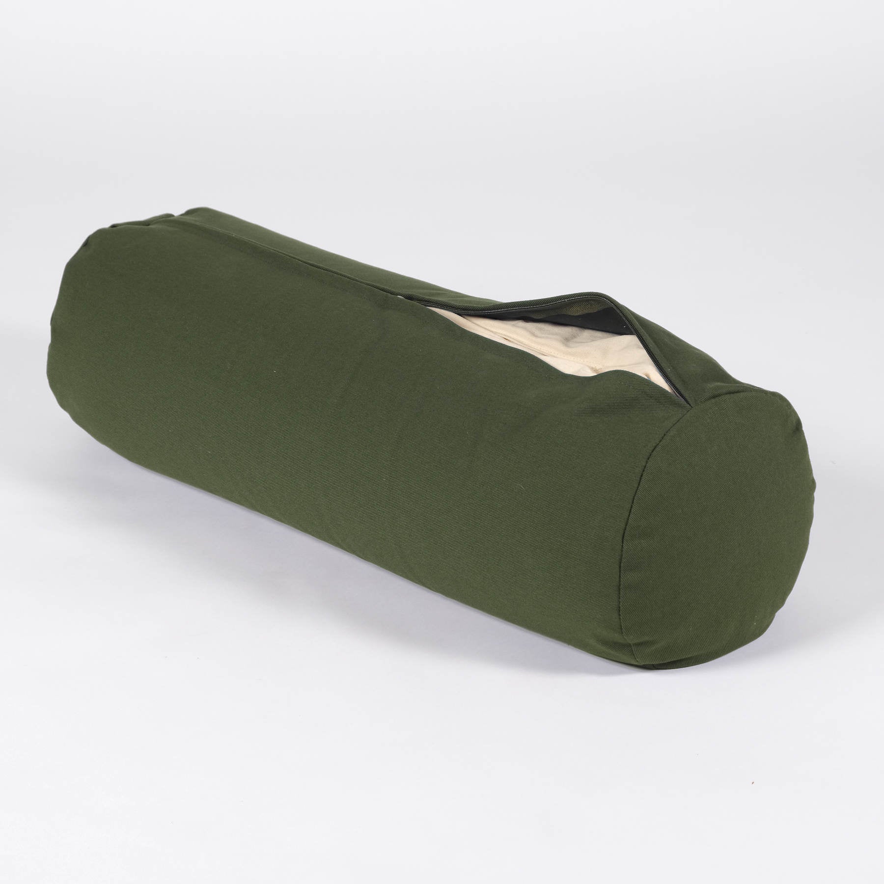 Yoga Bolster aus Baumwolle uni olive grün