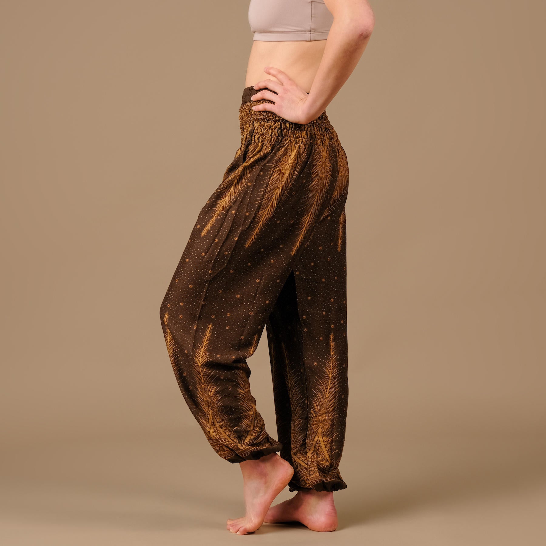 Haremshose, Pluderhose für Yoga und Freizeit Bohemian braun