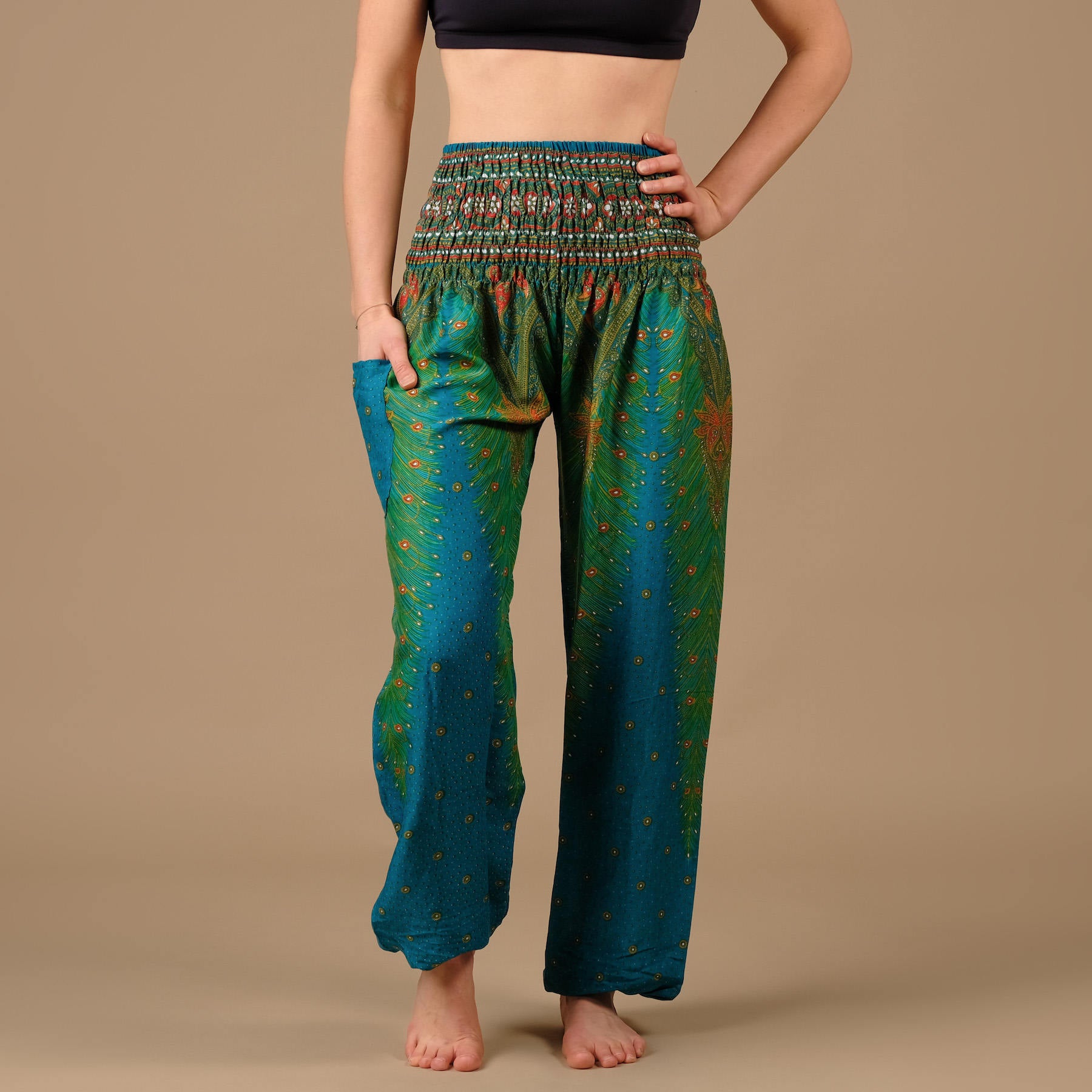 Yoga Haremshose Feather gruen