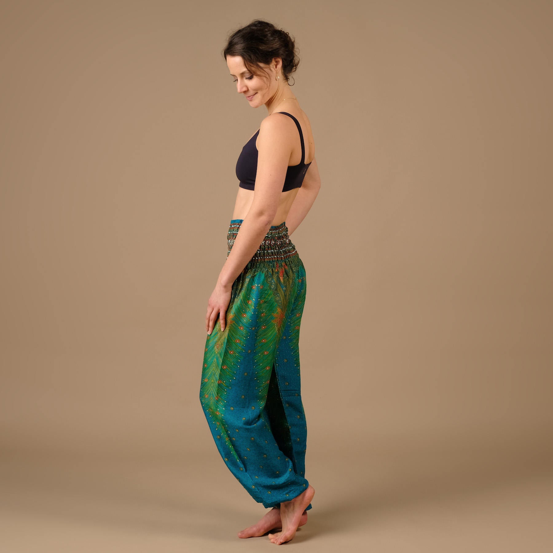 Yoga Haremshose Feather gruen